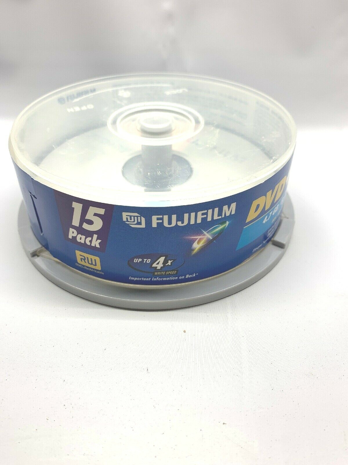 Fujifilm Media DVD+ RW 4.7GB 120 Min Disc 4X Cake Box Storage Lot of 10 Discs