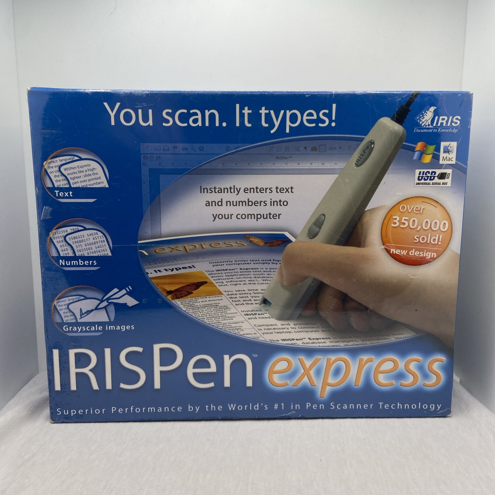 IRIS Pen Express Handheld Pen Text Recognition Scanner for Windows and Mac PC