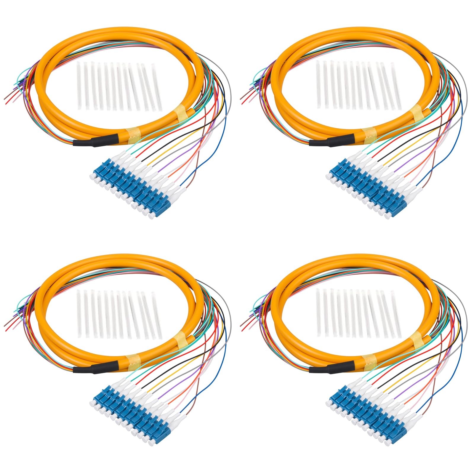 4 PCS LC/UPC Fiber Optic Pigtail 1.2m 12 Strand SingleMode 9/125 Patch Cords