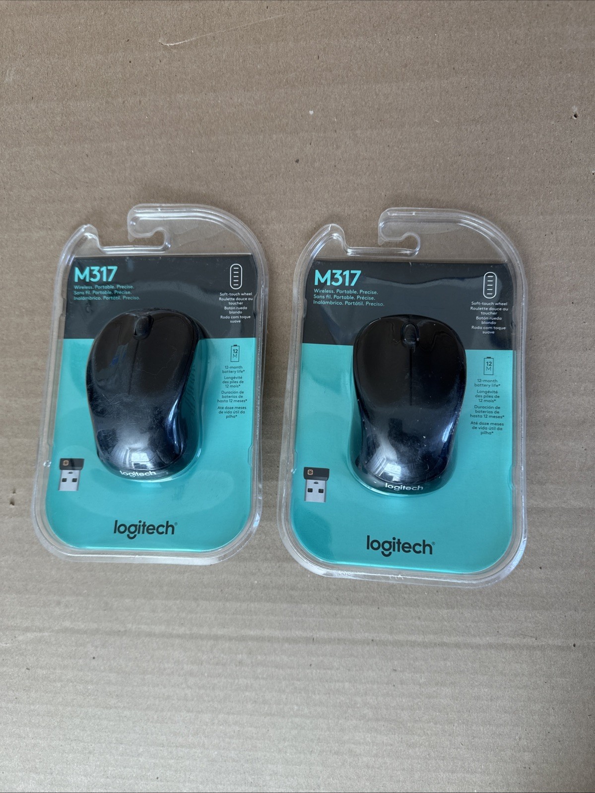 NEW (Lot of 2) 2X Logitech - M317 Wireless Optical Mouse - Wireless - Black