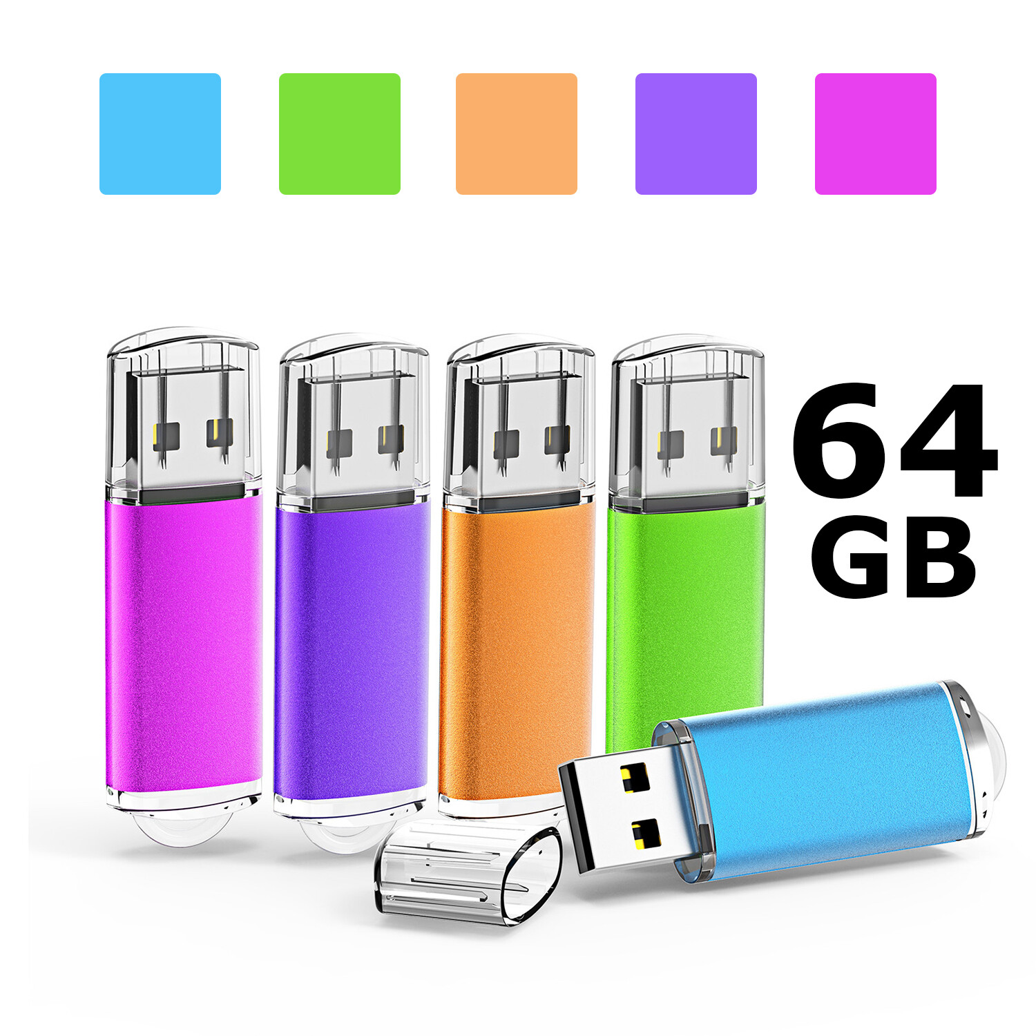 5Pack 1GB-64GB USB 2.0 Metal Rectangle USB Flash Drive Memory Stick Thumb Drives