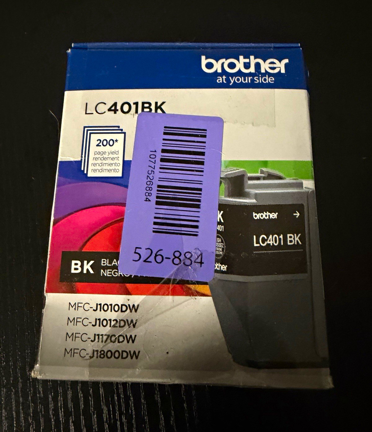 Brother LC401BK Genuine Original Black Ink Cartridge for MFC-J1010DW J1012DW