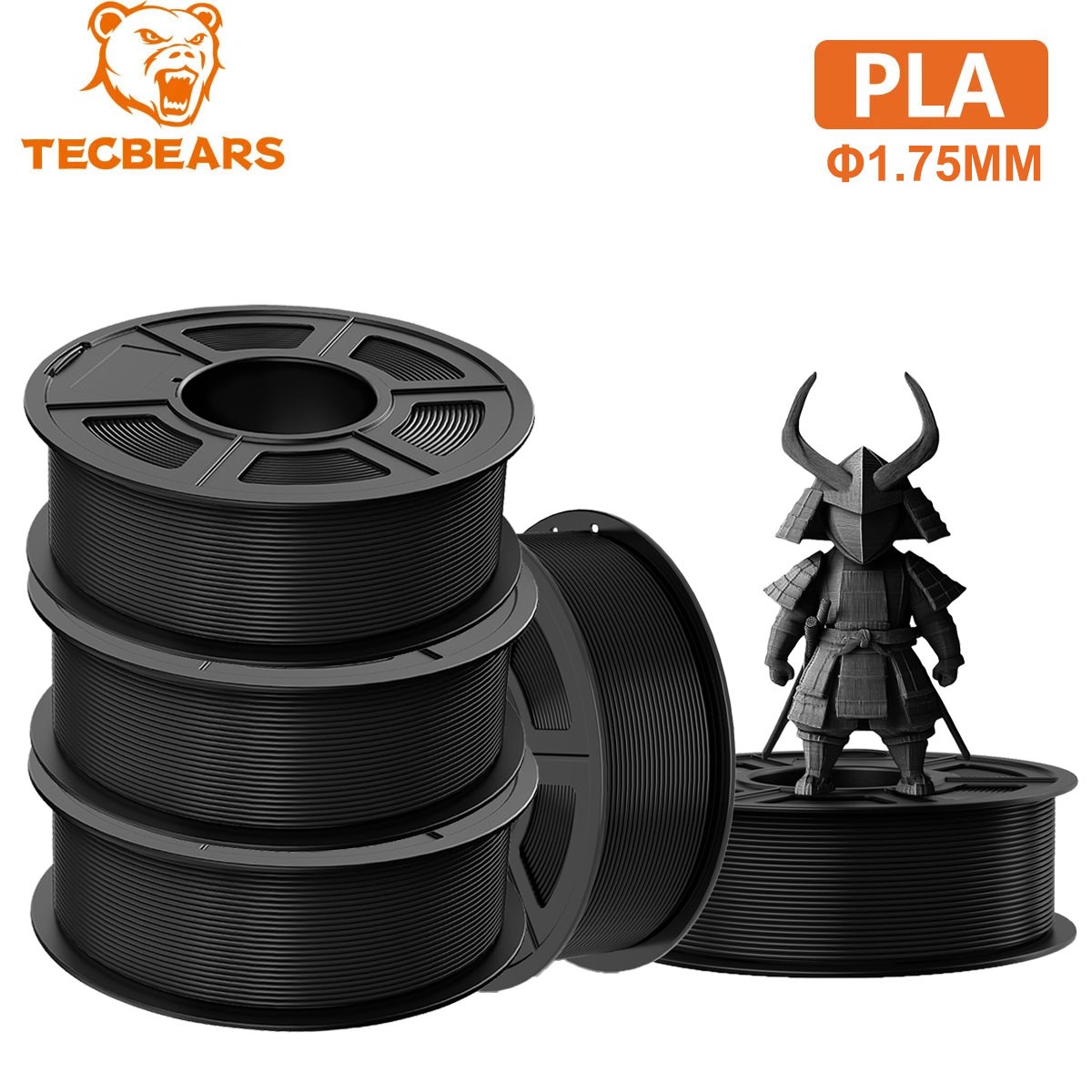 TECBEARS 5KG PLA 3D Printer Filament Bundle 1.75mm ±0.02 No Clogging Beginner