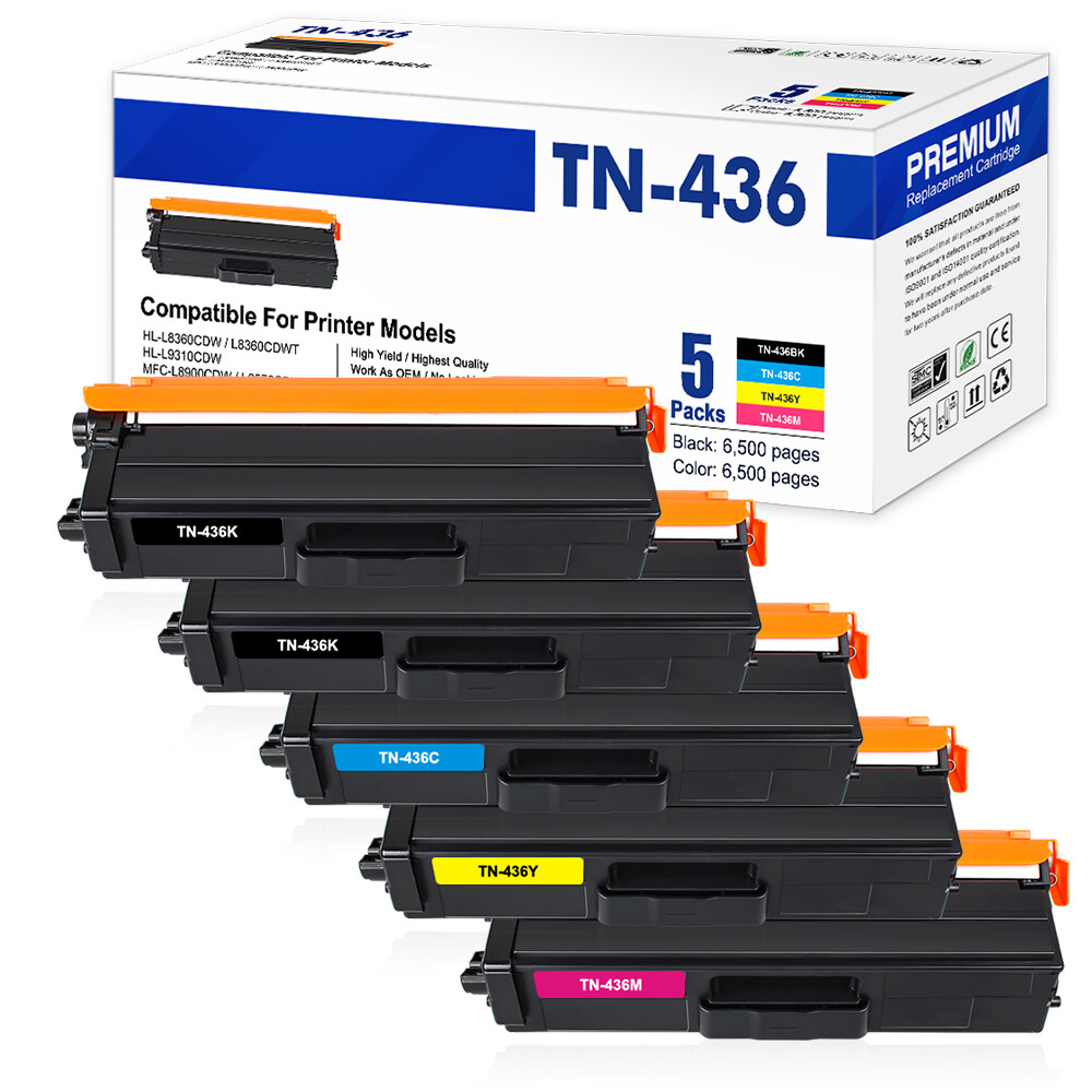 5PK TN436 Toner Cartridge for Brother TN433 HL-L9310CDW MFC-L8900CDW High Yield