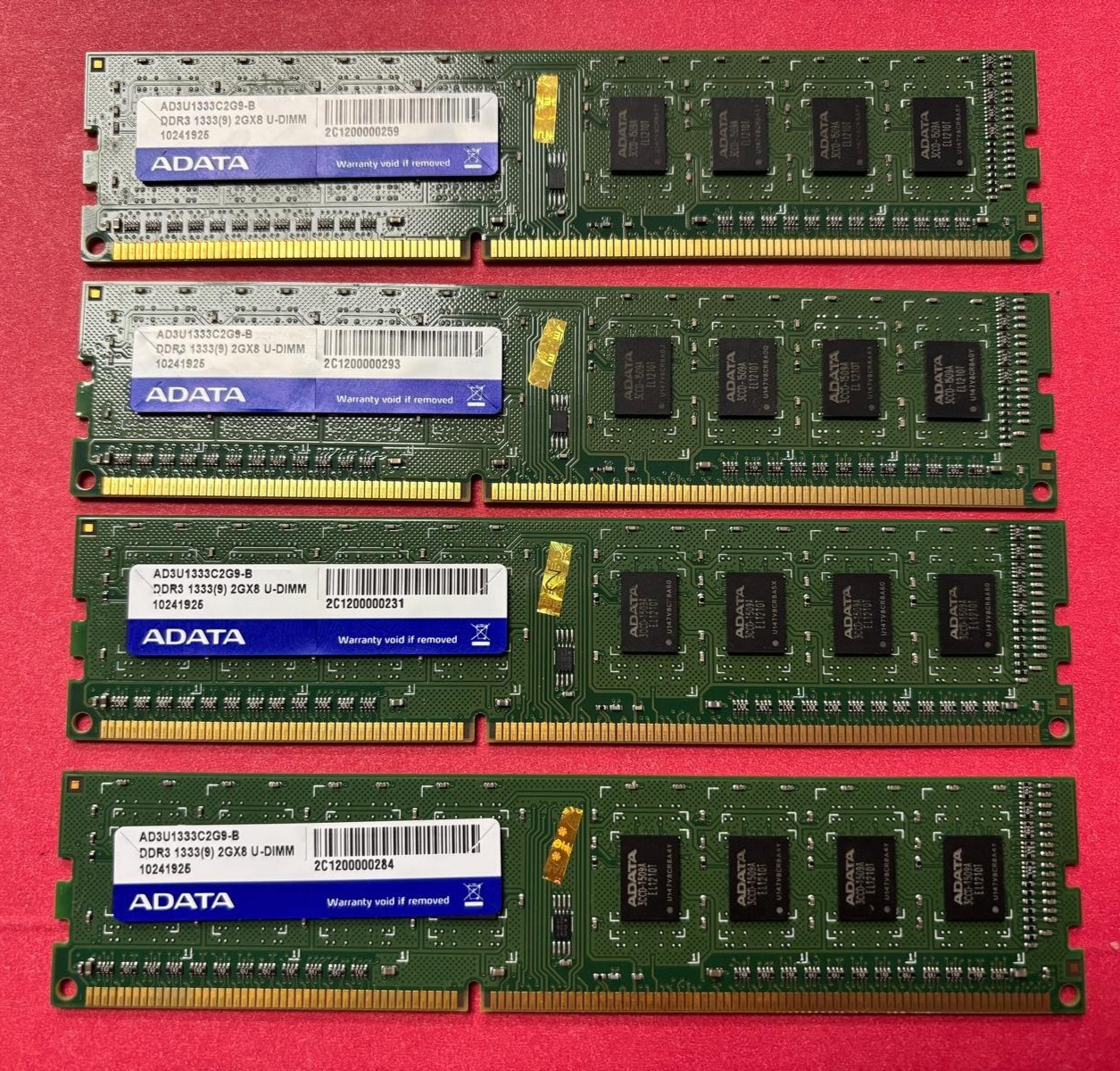 🍍 ADATA 8GB (4X2GB) DDR3 1333 U-DIMM RAM MEMORY AD3U1333C2G9-B