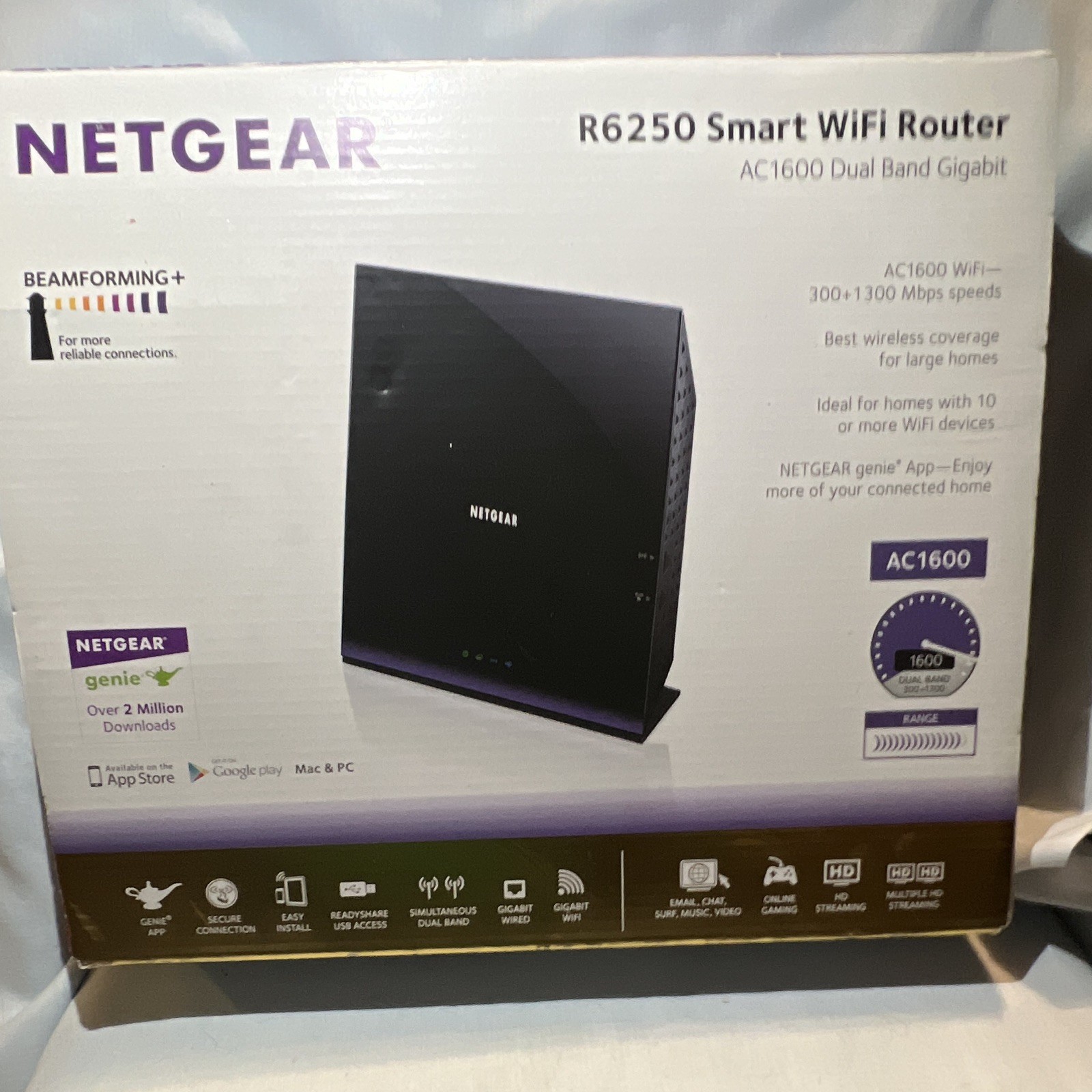 NETGEAR R6250 AC1600 Dual-Band Gigabit WiFi Router, 4-Port, USB 3.0