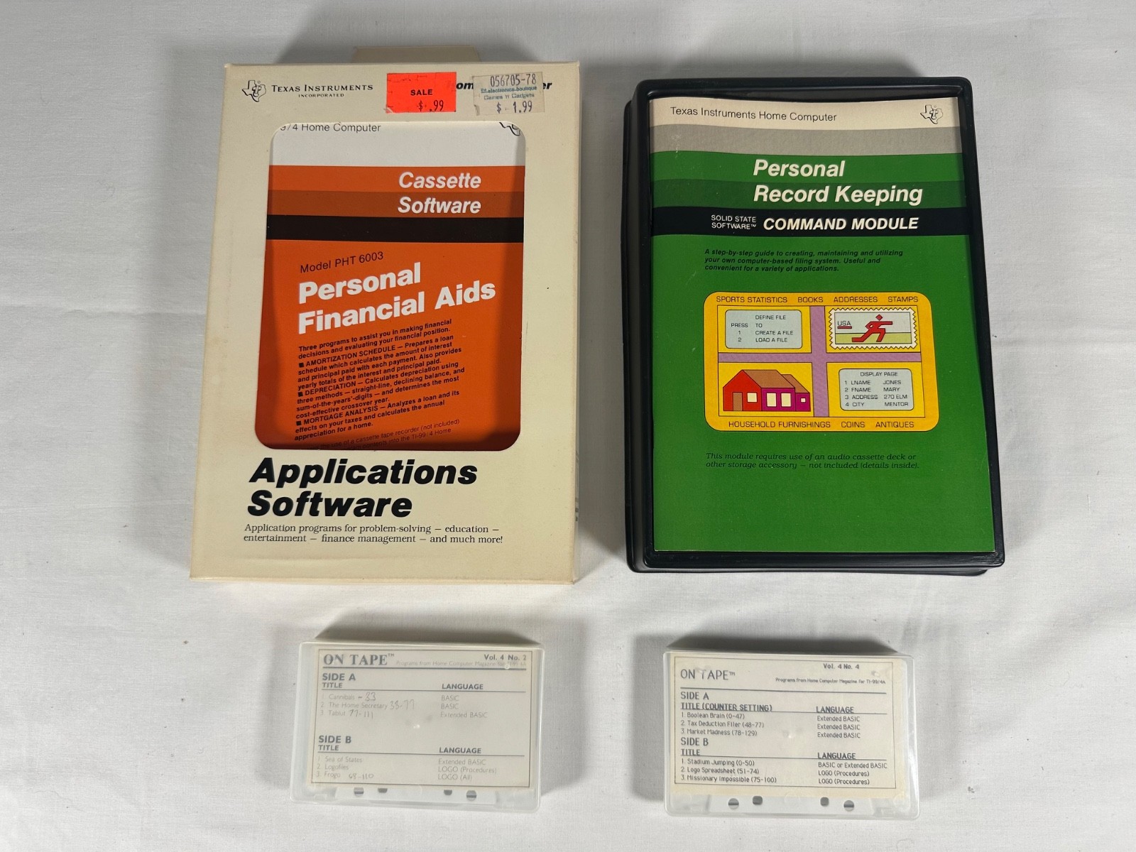 TI-99/4A Computer Software Lot Personal Record Keeping Module Financial Aids