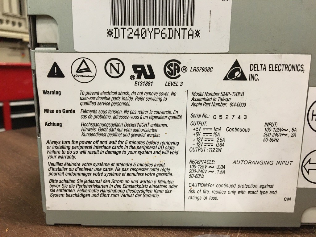 Apple Part 614-0009 Delta Electronics SMP-120EB Macintosh IIcx Mac IIci (#2)