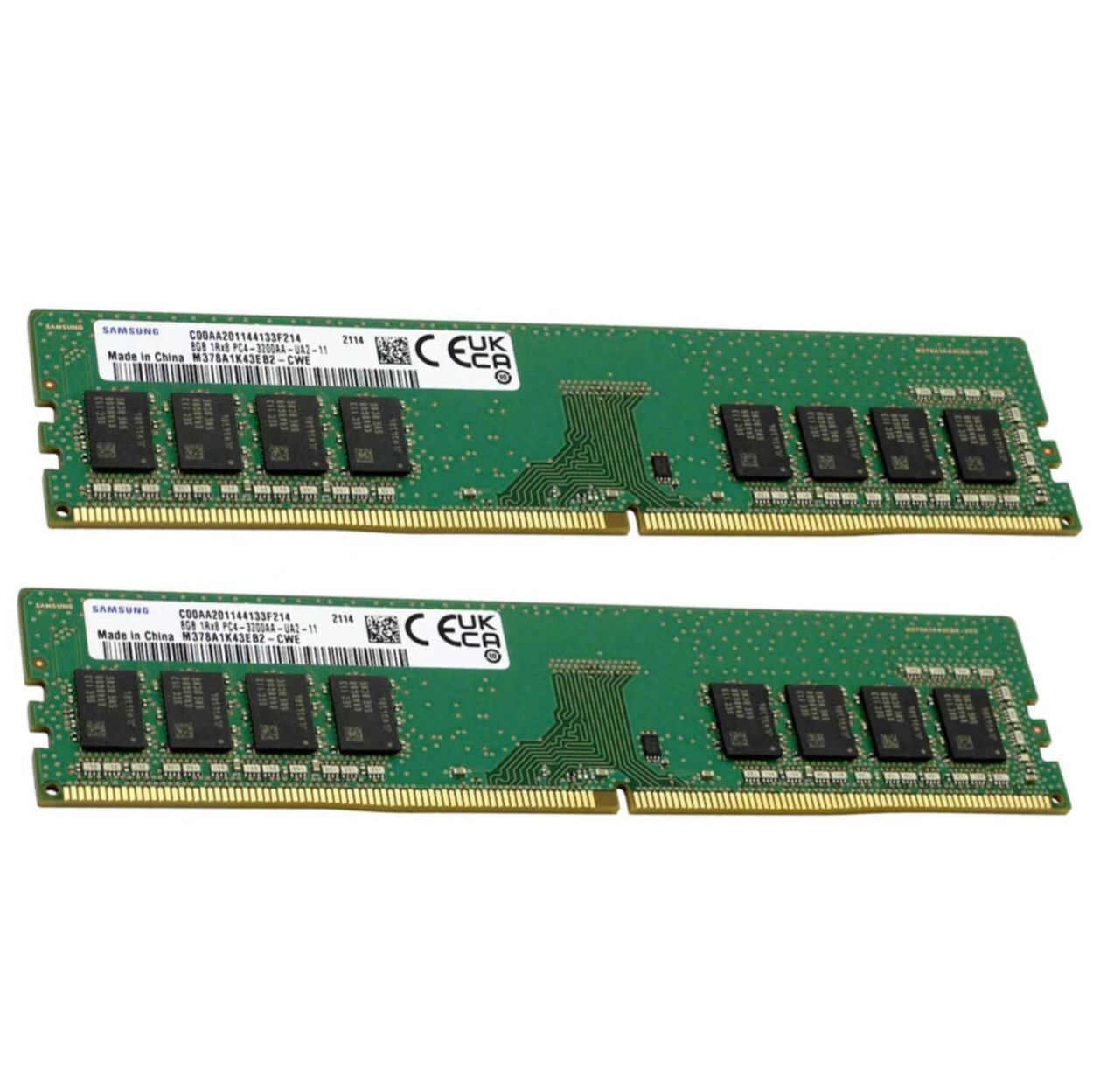 Samsung 16GB 2X8GB DDR4 3200MHz PC4-25600 1RX8 UDIMM Memory M378A1K43EB2-CWE