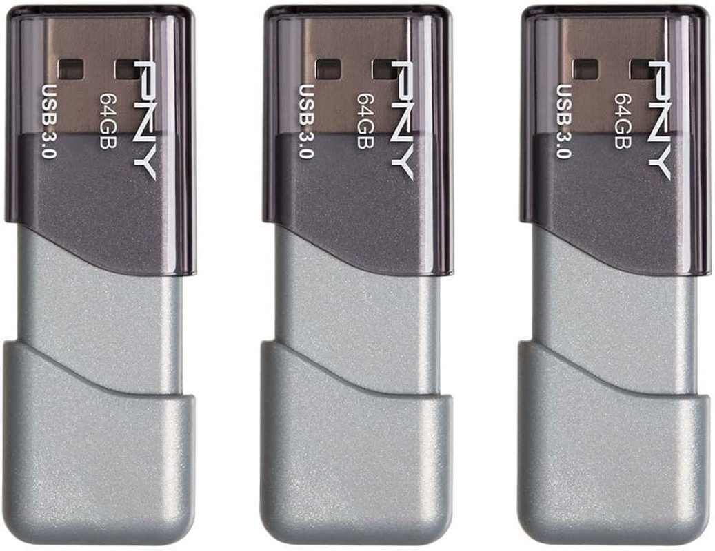 64GB Turbo Attaché 3 USB 3.0 Flash Drive,Grey (Pack of 3)