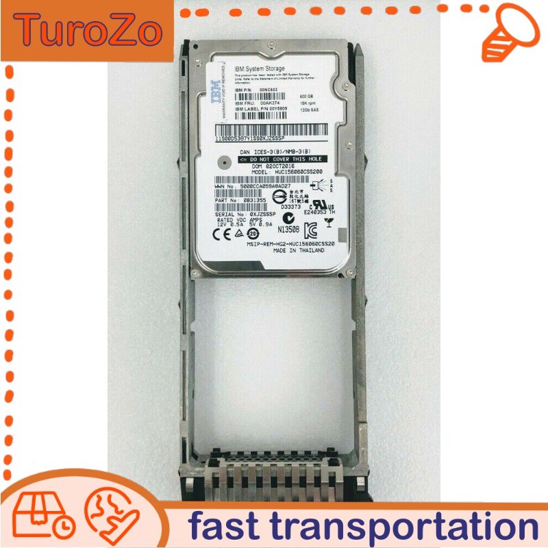 00MJ143 Lenovo IBM 600GB 15K SAS 12G 2.5" 00NC603 00AK374 V3700 HARD DRIVE
