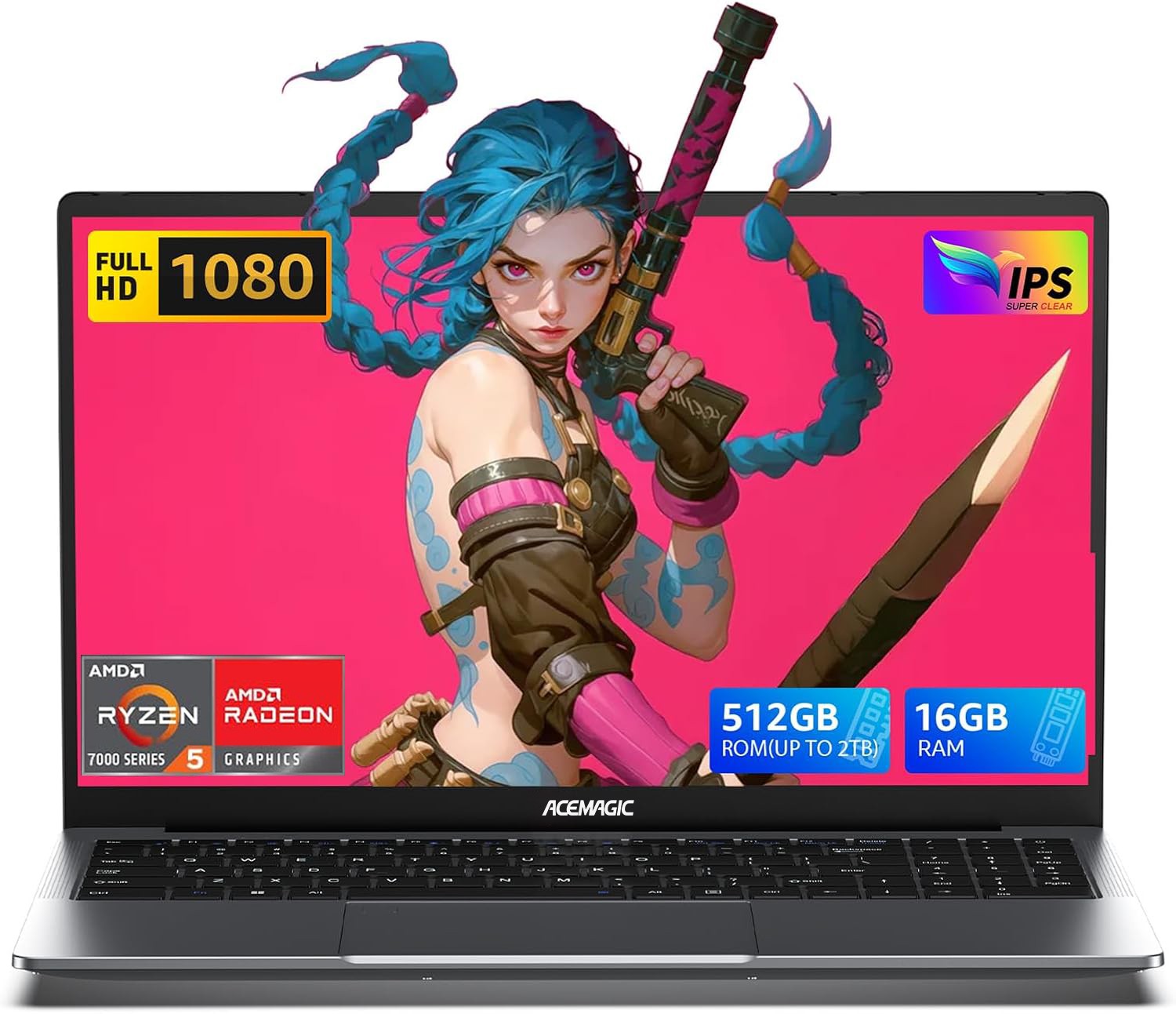 ACEMAGIC 15.6"FHD Laptop Notebook AMD Ryzen5 7430U 16GB RAM 512GB Windows 11 Pro