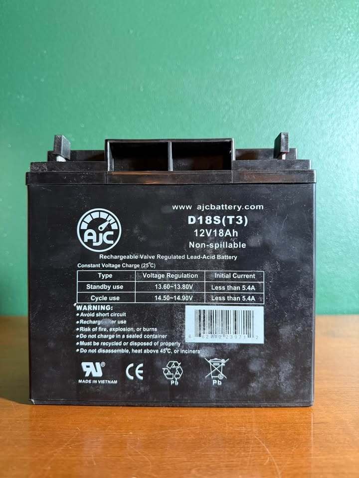 Pair of AJC D18S (T3) 12V 18Ah Sealed Lead Acid Batteries - New/Unused Set