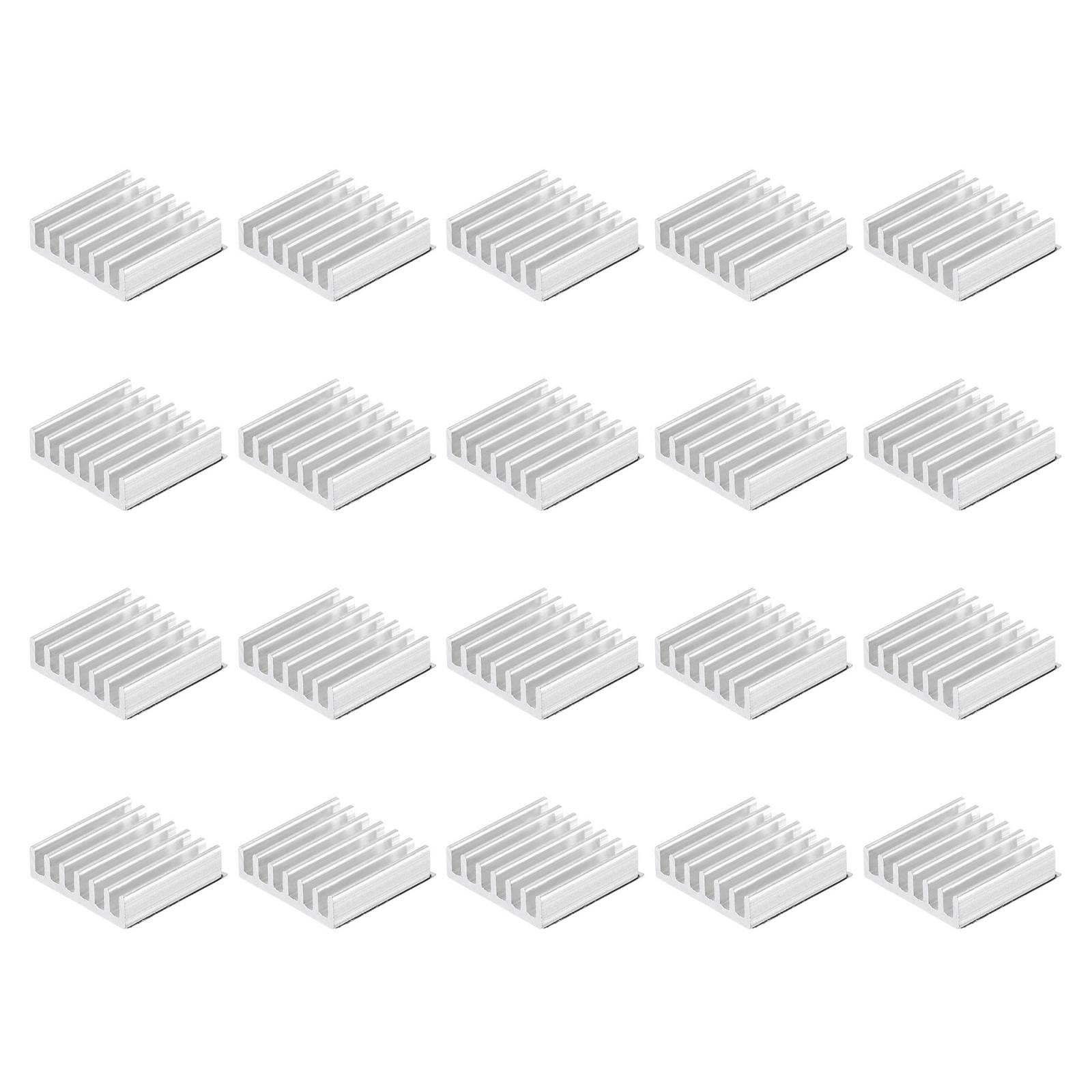 14x14x4mm Silver Tone Sticky Aluminum Heatsink Electronics Cooler 20 Pcs