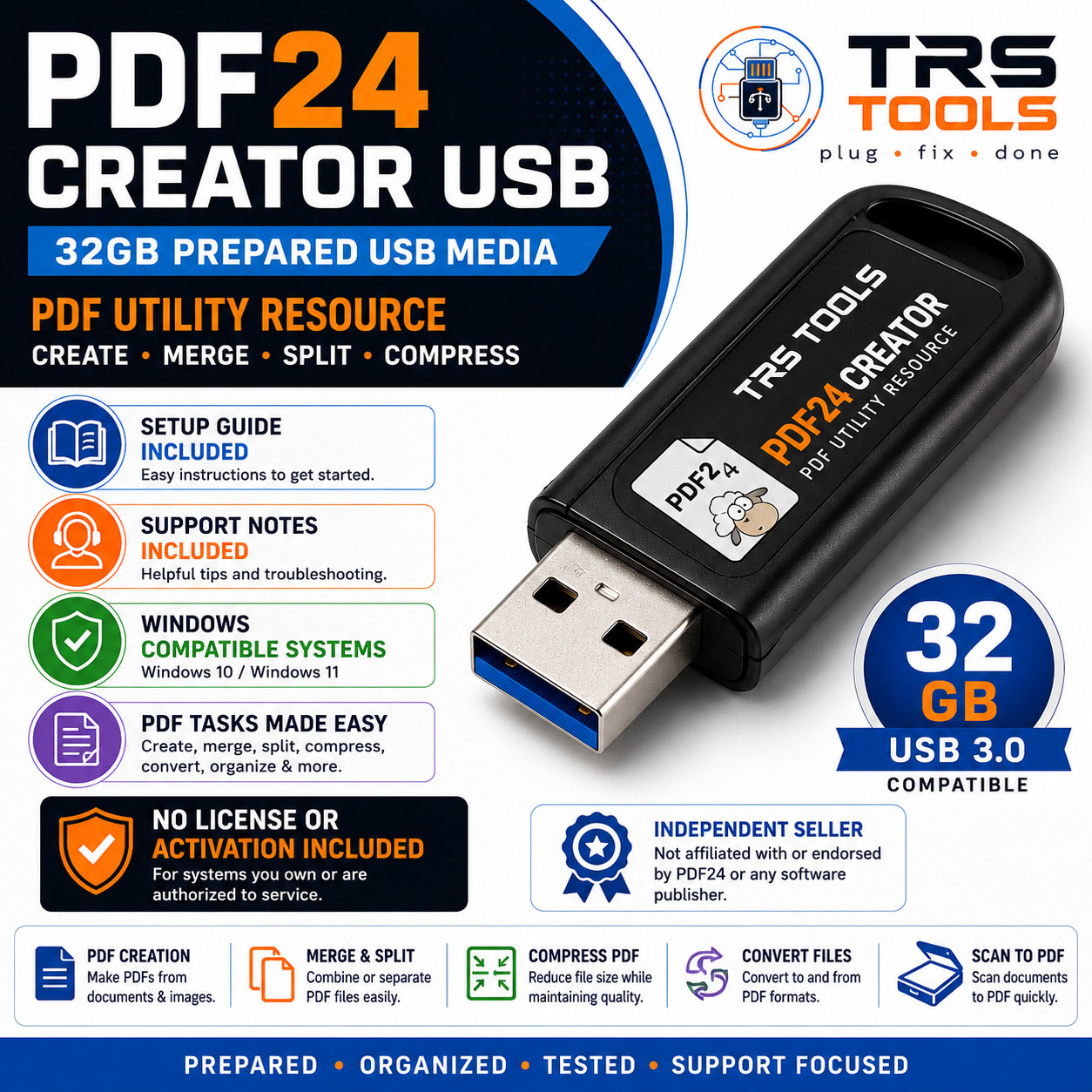 PDF24 Creator Prepared USB Media 32GB PDF Utility & Setup Guide TRS Tools