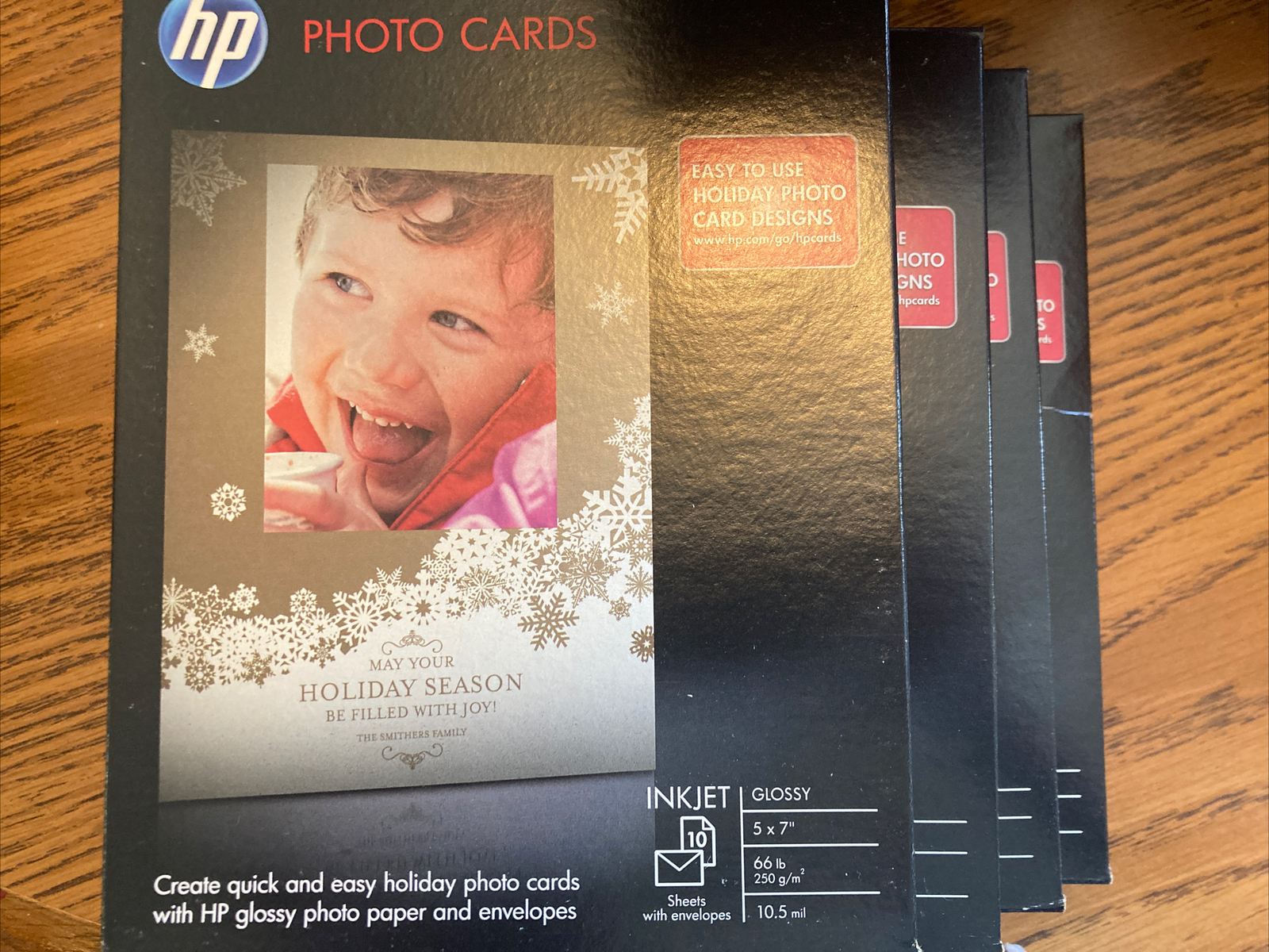 4 Boxes 10 Each -HP Christmas Photo Cards D2W45A, 5" x 7'', Inkjet Printer Paper