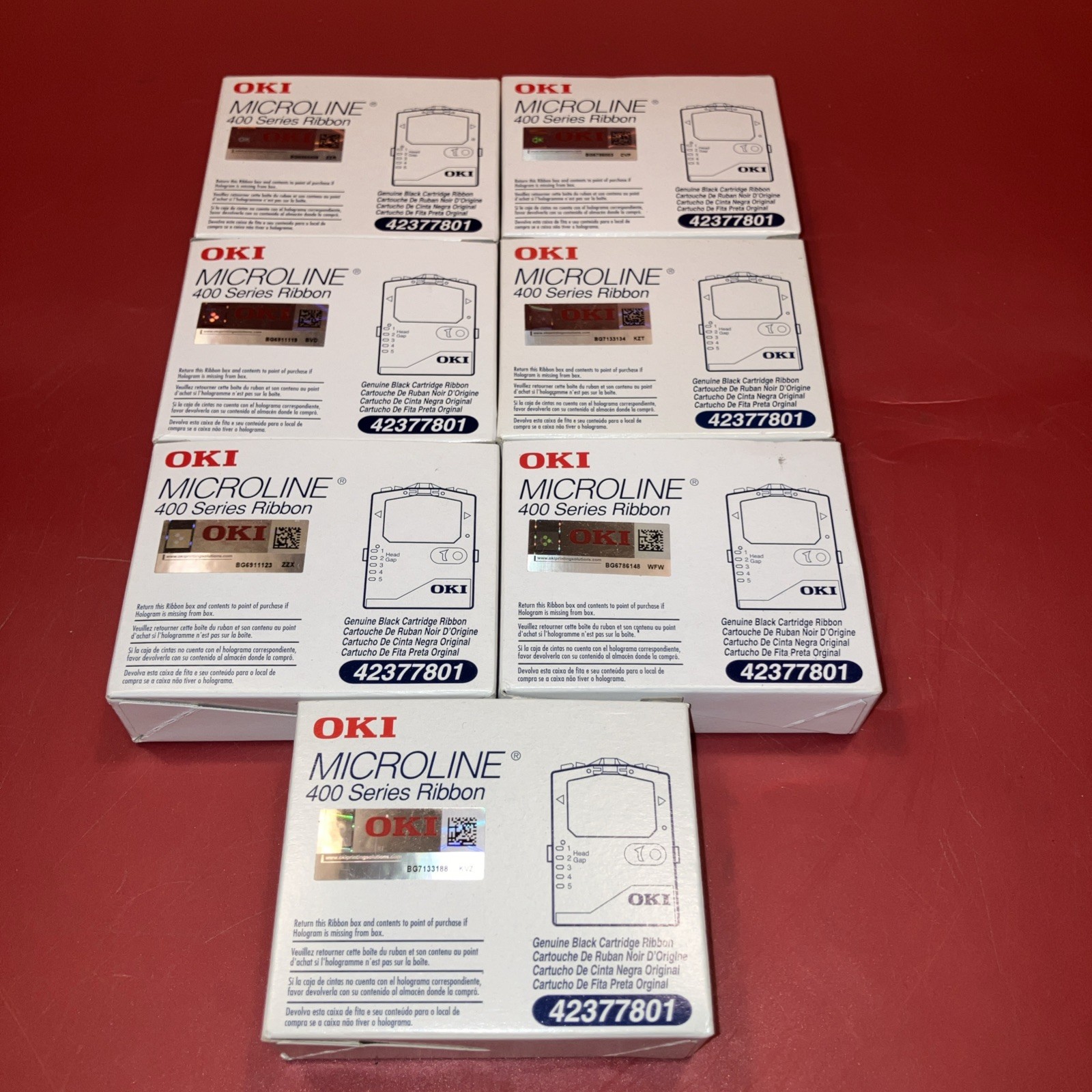 Lot of 7 OKI 42377801 Genuine Black Ribbon Cartridge Microline 400 Series OEM