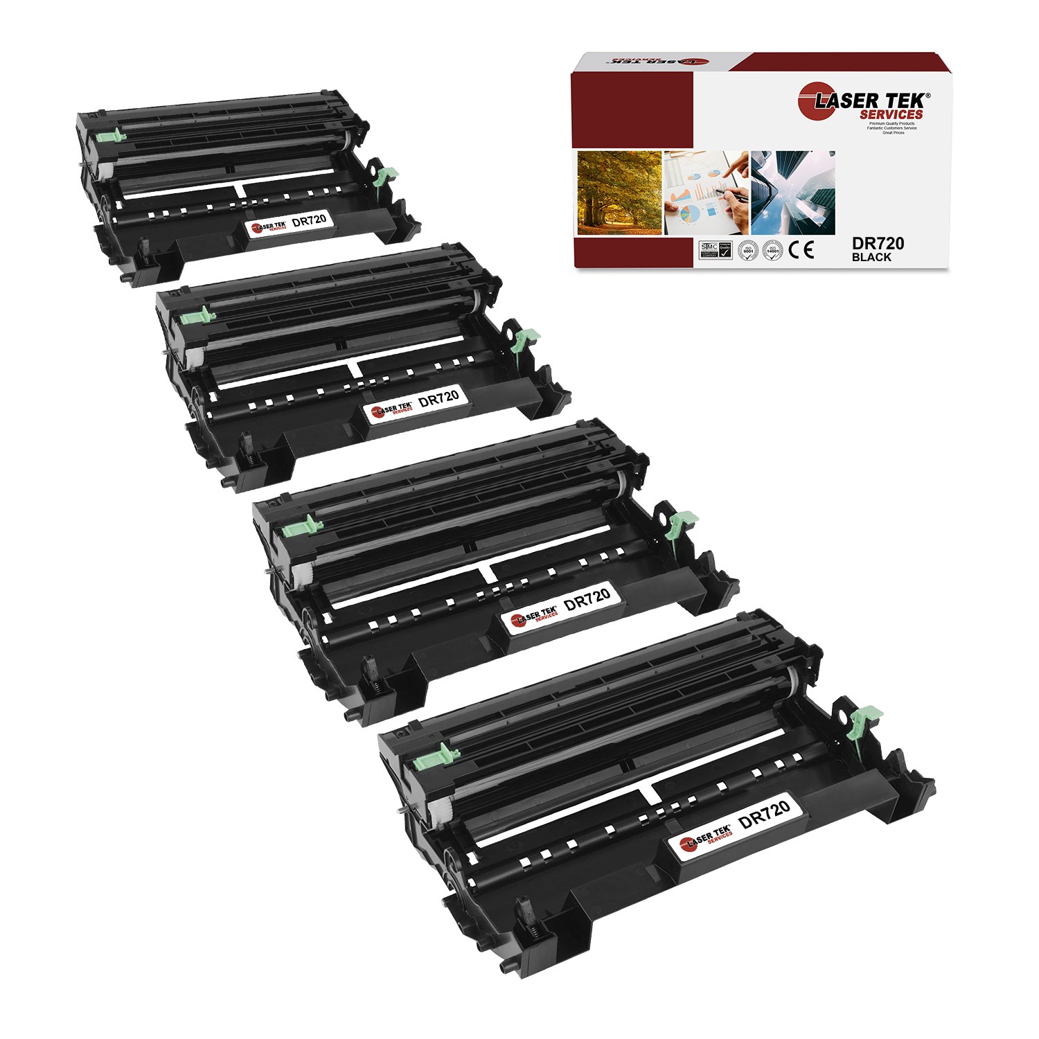 4Pk LTS DR-720 Black Compatible for Brother DCP8110DN, HL5450DN 6180DW Drum Unit