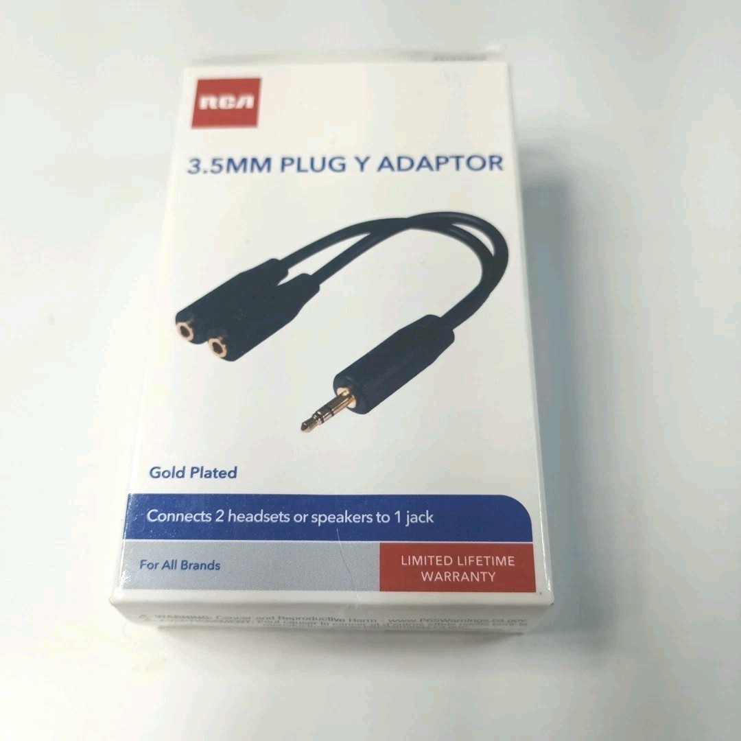 RCA 3 In. Single 3.5 mm MDouble 3.5 mm Female Y-Adapter AH202DE, FAST 📭 🚚§}~