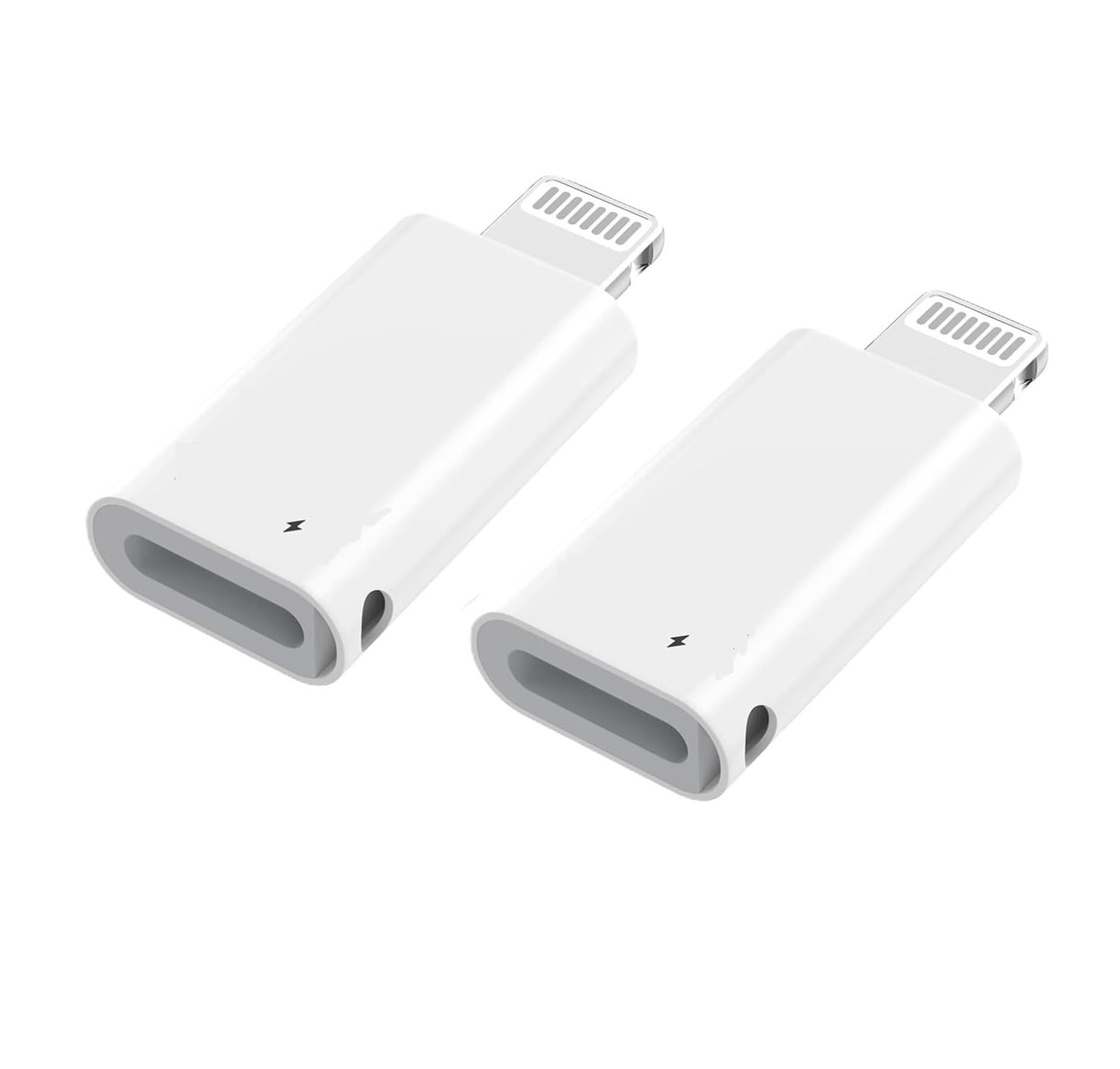 CREHAO 2Pack Lightning Male to USB C Female Charging Adapter White