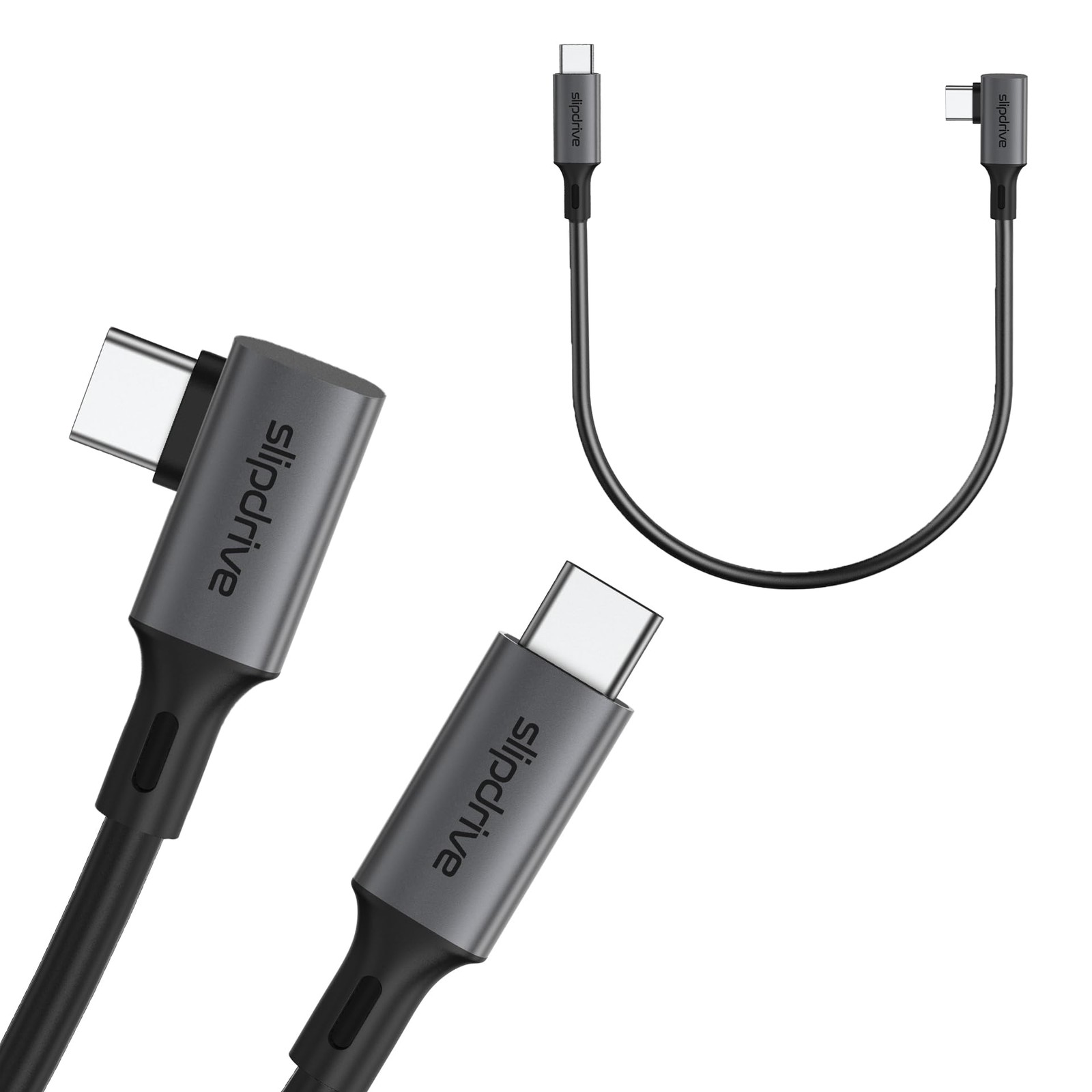 Black Short Right Angle USB C To C 3.2 Gen 2 20Gbps SSD HDD Cable 12 Inch