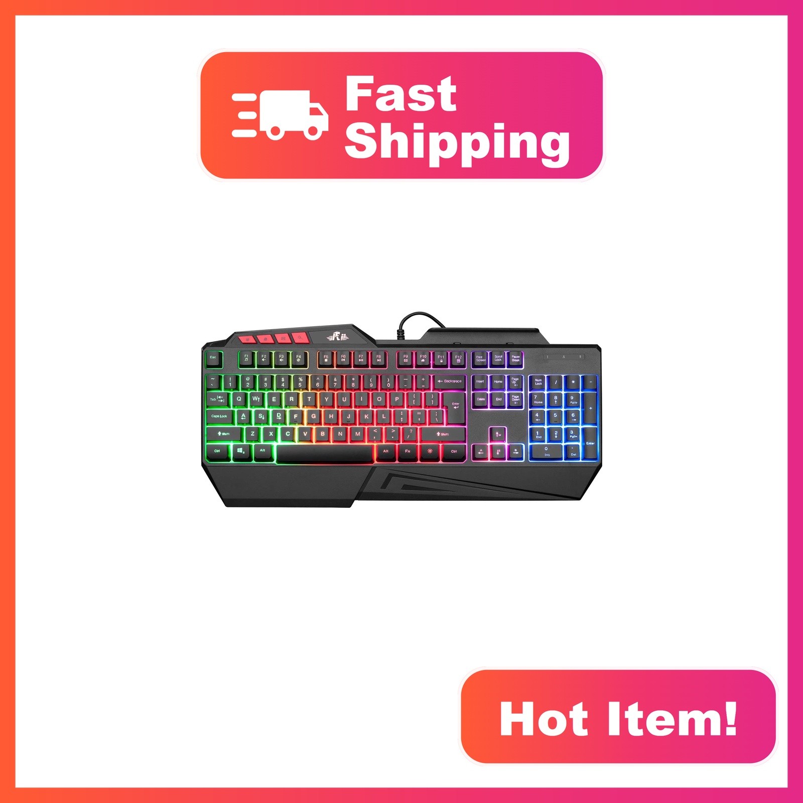Rii RK202 RGB Gaming Keyboard Retro Black