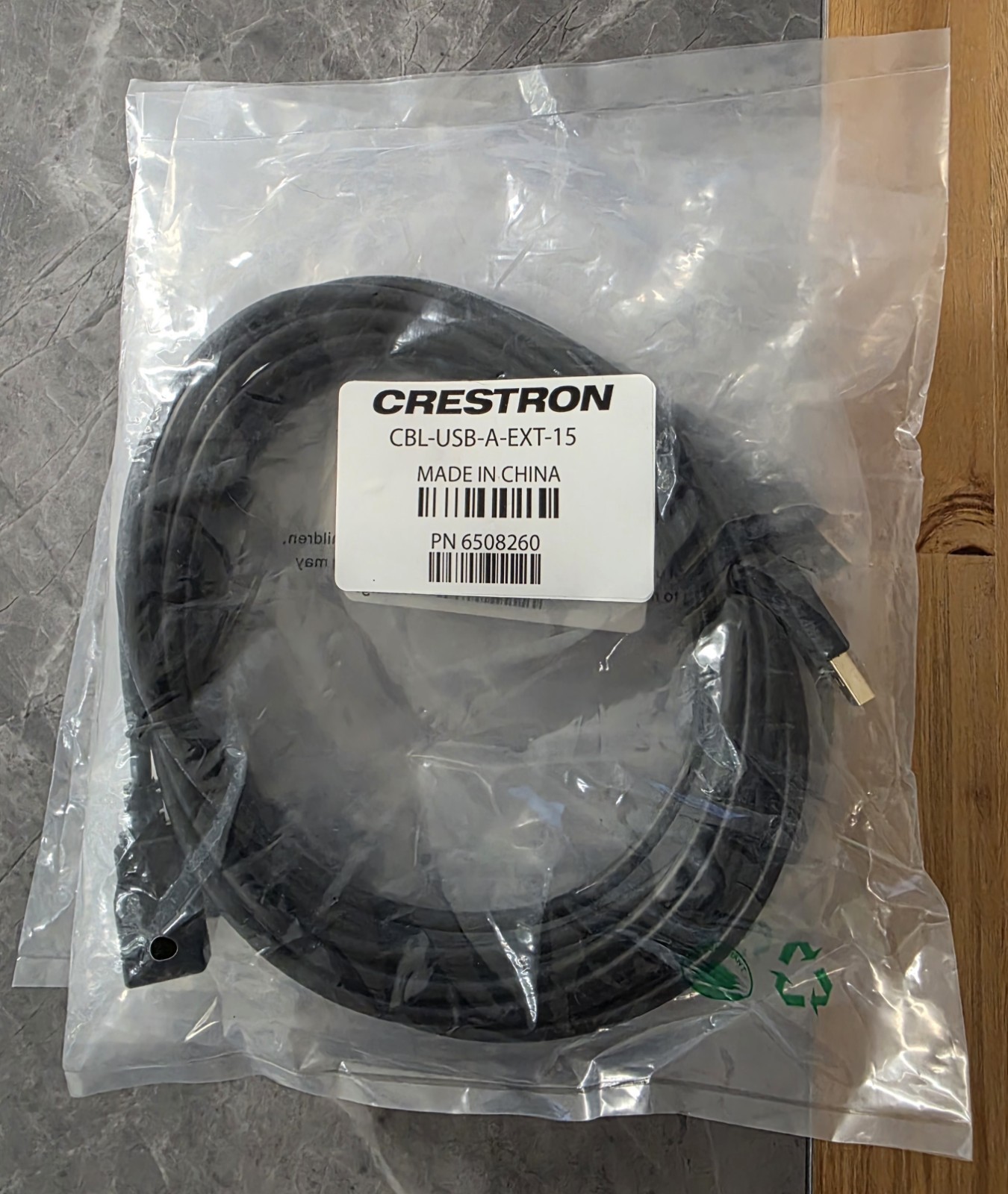 Crestron CBL-USB-A-EXT-15  15' USB Extension Cable