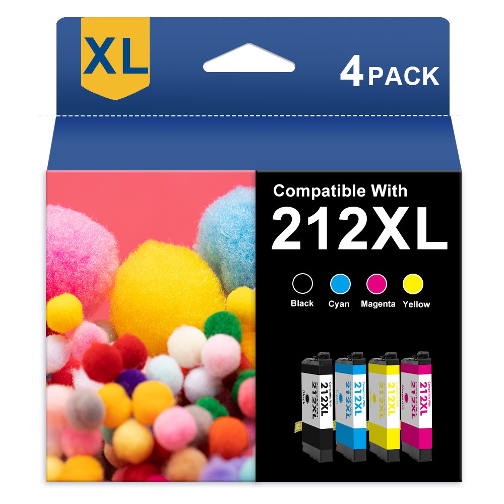 4 Pack 212XL Ink replacement for Epson 212 XL Workforce WF-2850 WF-2830 XP-4100