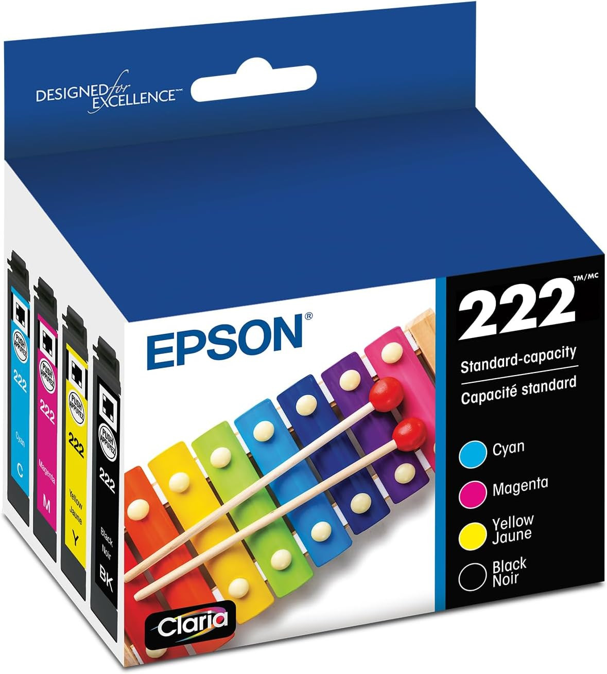 222 Claria Ink Standard Capacity Black & Color Cartridge Combo Pack (T222120-...