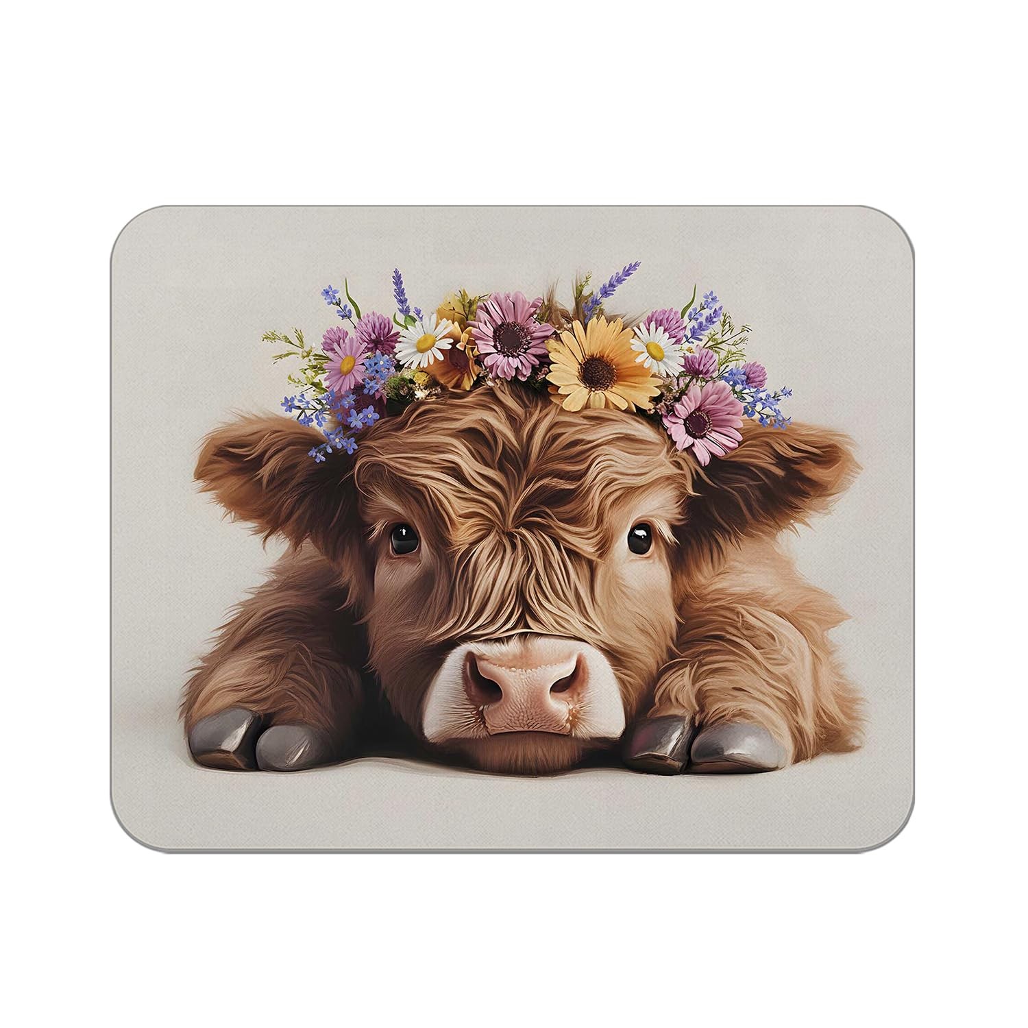 Floral Wreath Highland Cow Pad for Desk, Highland Cow Gifts, Cows Lovers Gift...