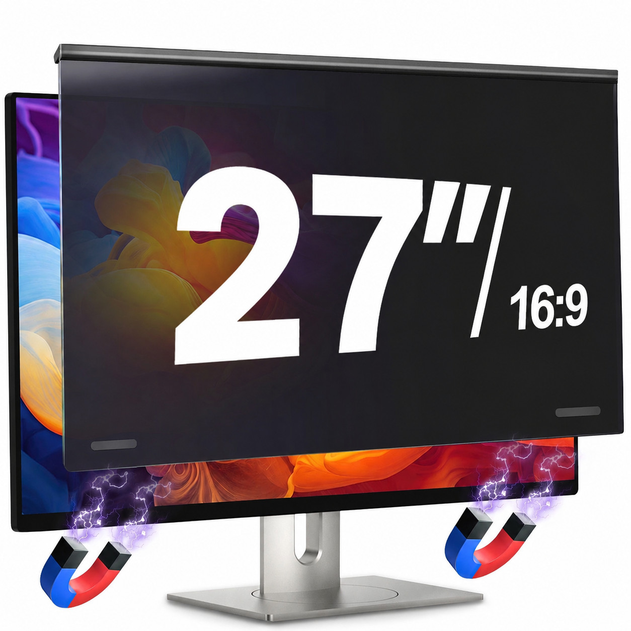 Magnetic 27"Monitor Privacy Screen  16：9 Filter, Anti-Glare, Blue Light Blocking