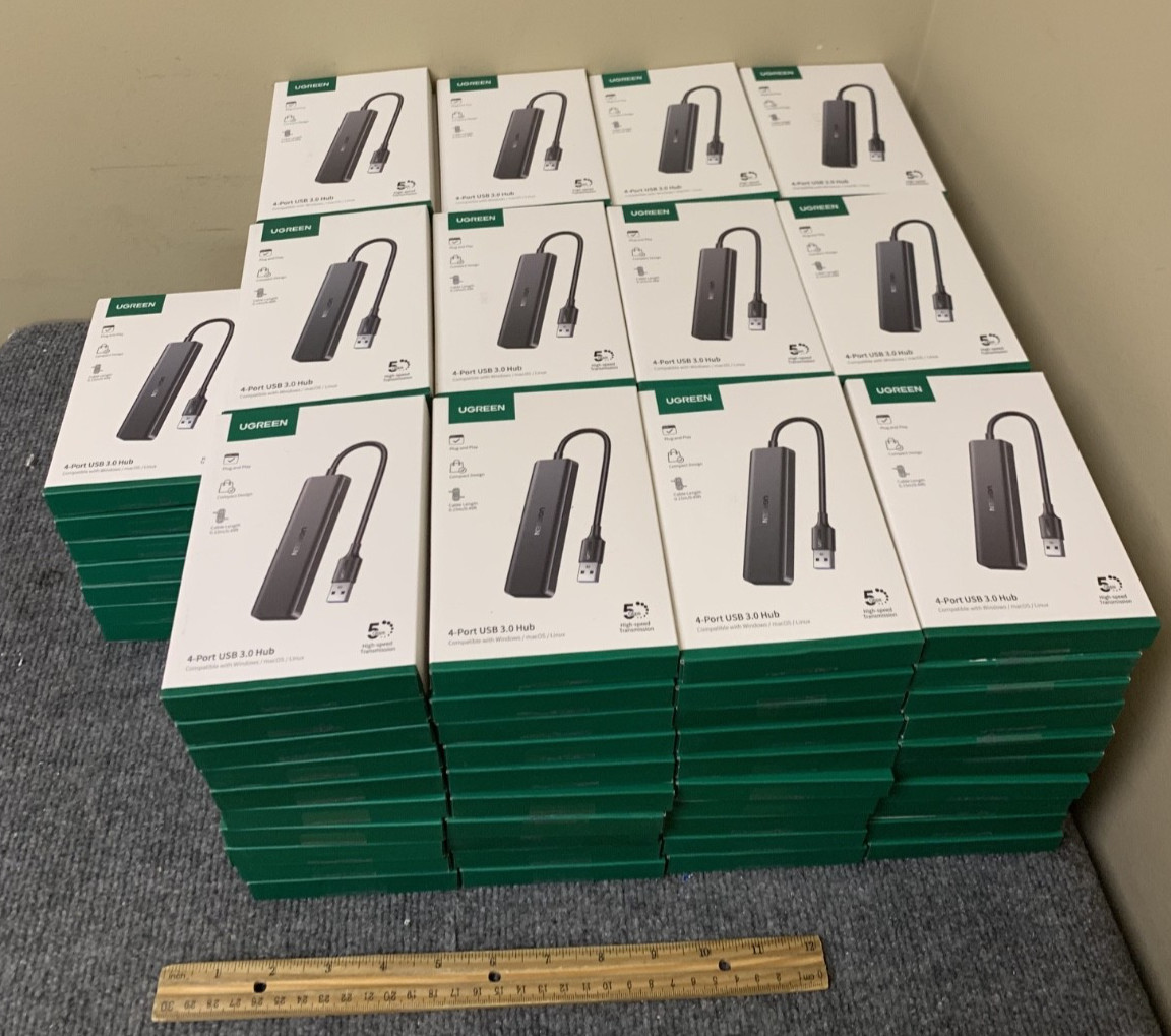 Lot of 127 UGREEN 4-Port USB 3.0 Hub 25851 - NIB, Sealed -