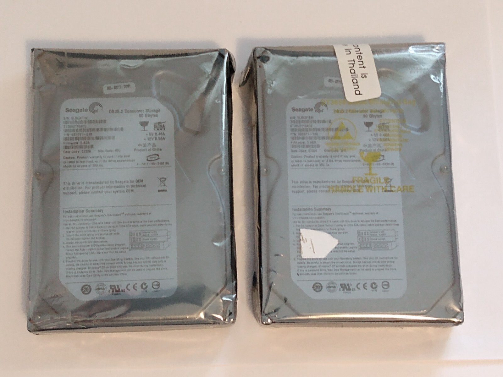 LOT of 2 SEAGATE DB35.2 80GB Internal Hard Drives - ST3802110ACE 7200rpm DVR
