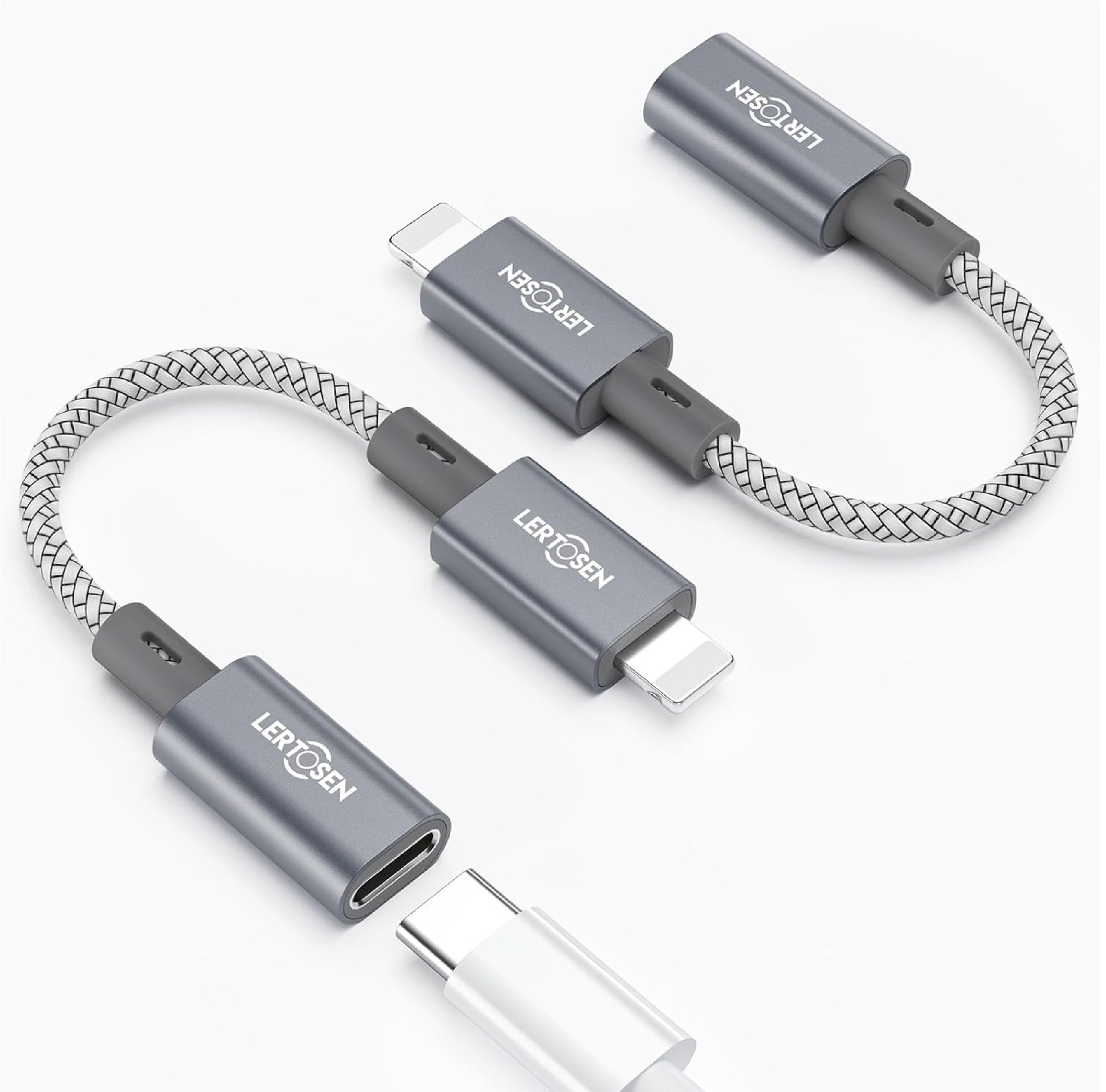 MFi Certified USB C to Lightning Adapter 2 Pack,27W PD Fast Charging & Data Sync