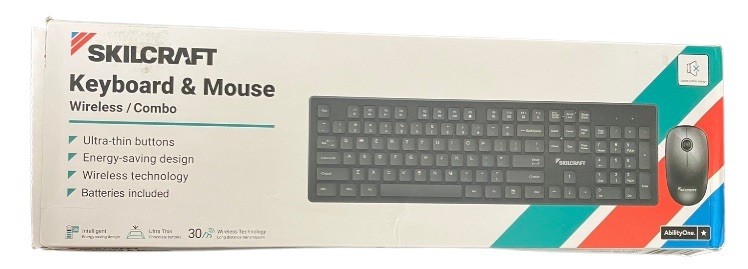 Skilcraft Abilityone Keyboard & Wireless Mouse. Ultra Thin buttons FreeShip
