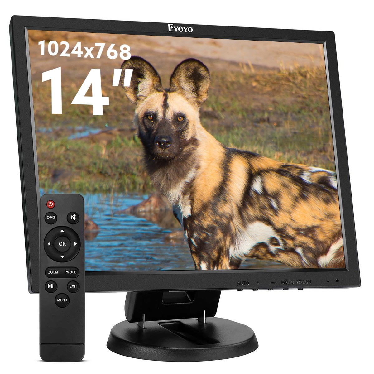 Eyoyo 14" Security Monitor 1024x768 with HDMI/VGA/BNC/AV Clear CCTV HD Display