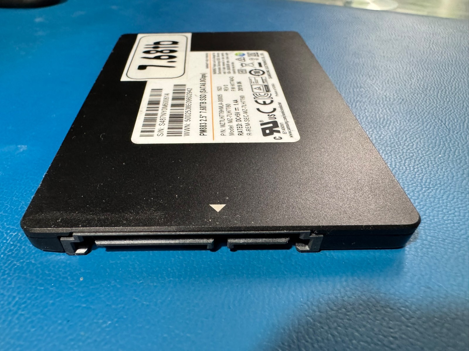 Samsung PM883 7.68TB SATA 6Gb/s 2.5" SSD MZ-7LH7T60 MZ7LH7T6HMLA, 100%, 1805day