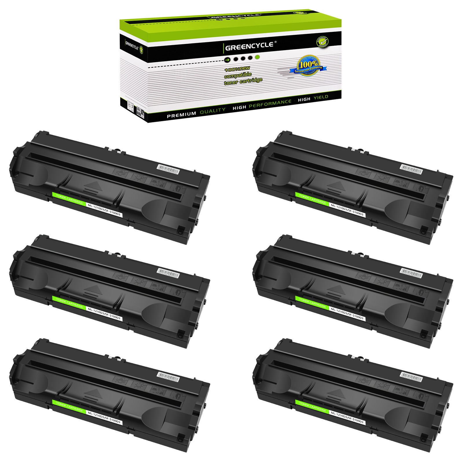6× Black Toner Cartridge fit for Samsung ML-1010 ML-1210 ML-1220 ML-1250 ML-1430