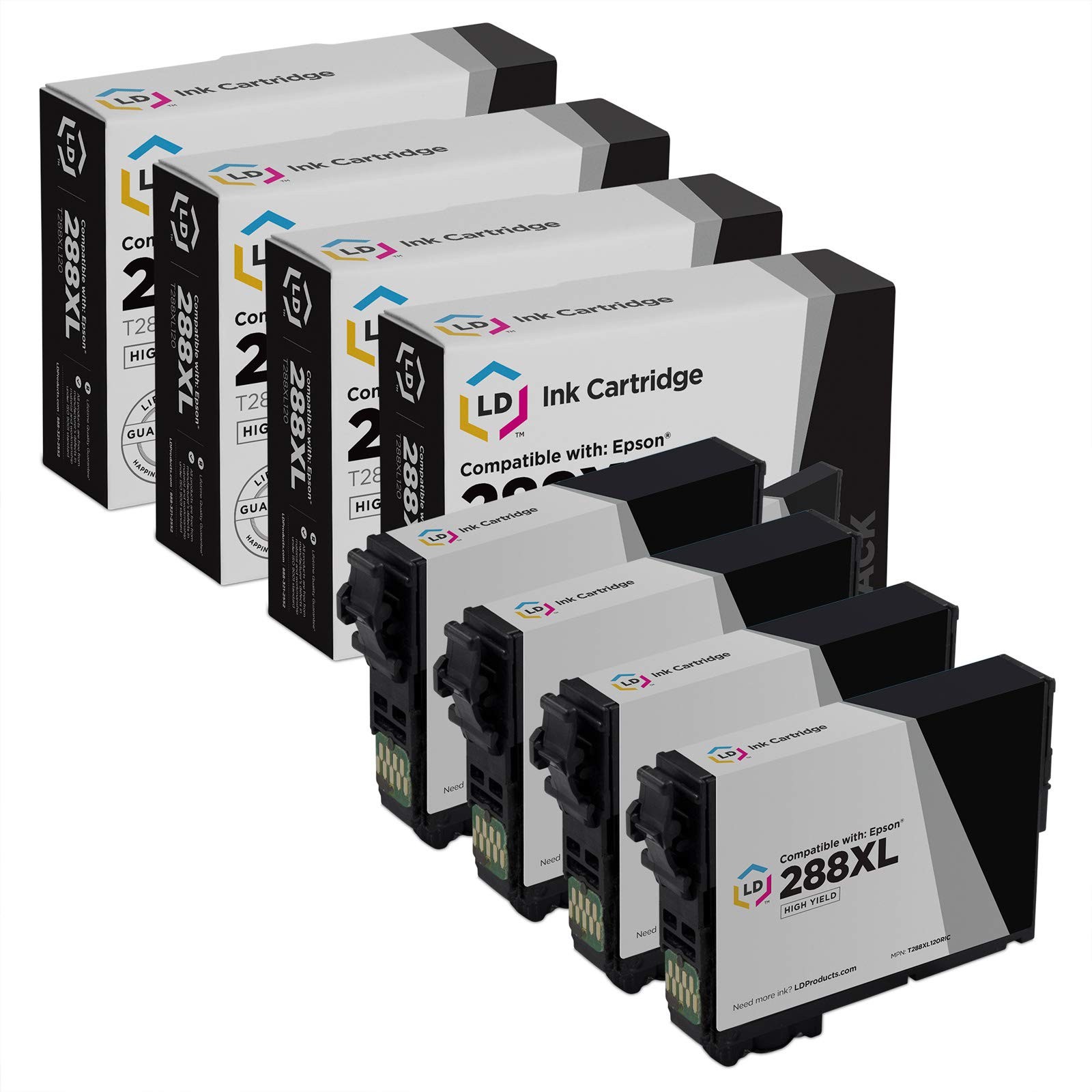 LD REMAN Epson T288XL120 (288XL) Black Ink Set of 4 for XP-330, XP-430 & XP-434