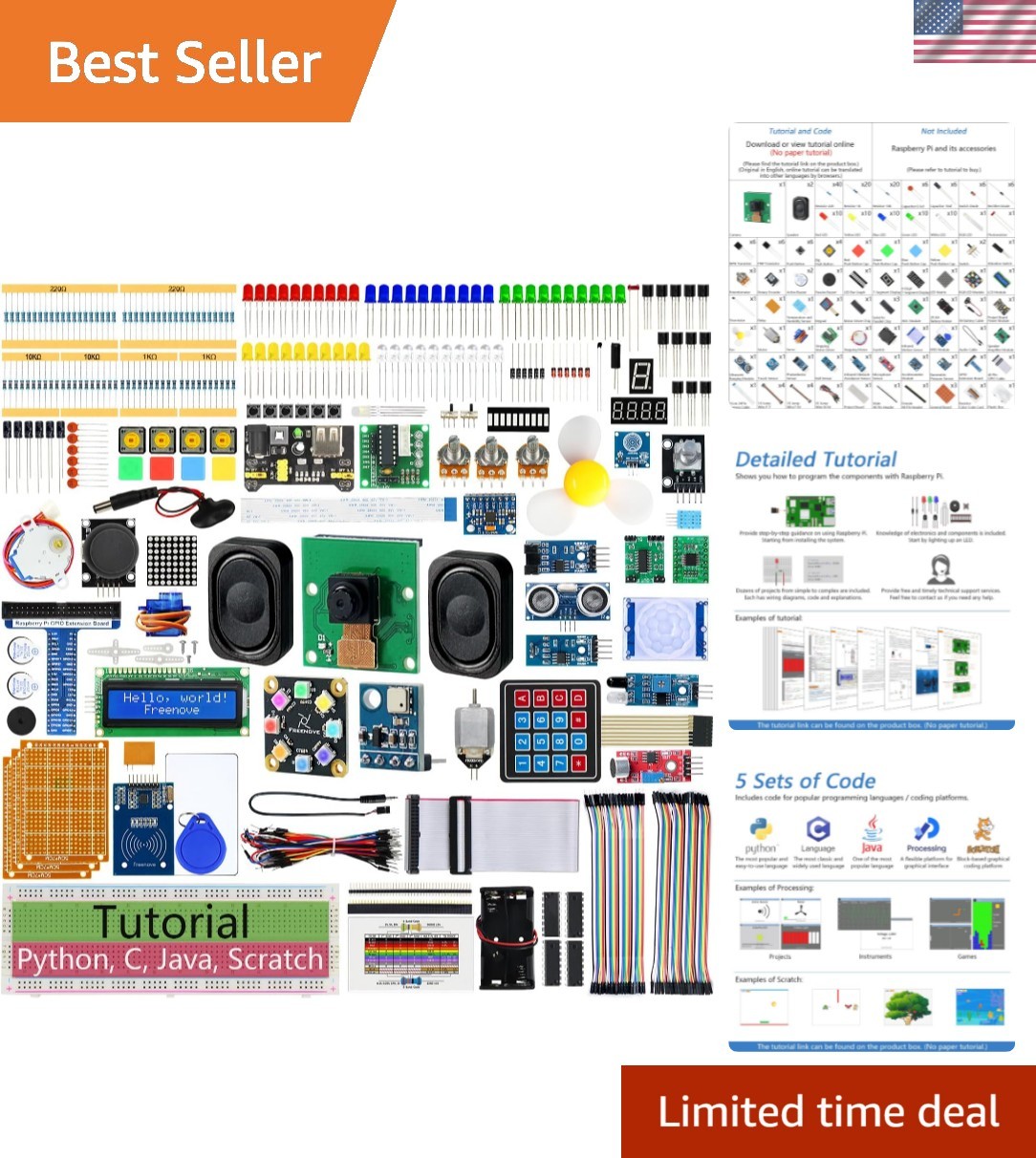 Complete Raspberry Pi Starter Kit: 386 Components, 164 Projects, 1170-Page Guide