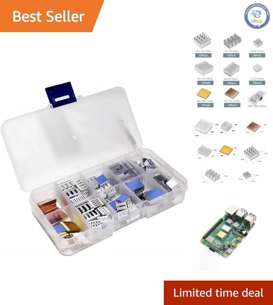 Ultimate 100 PCS Heatsink Set for Raspberry Pi - Aluminum & Copper with Adhesive