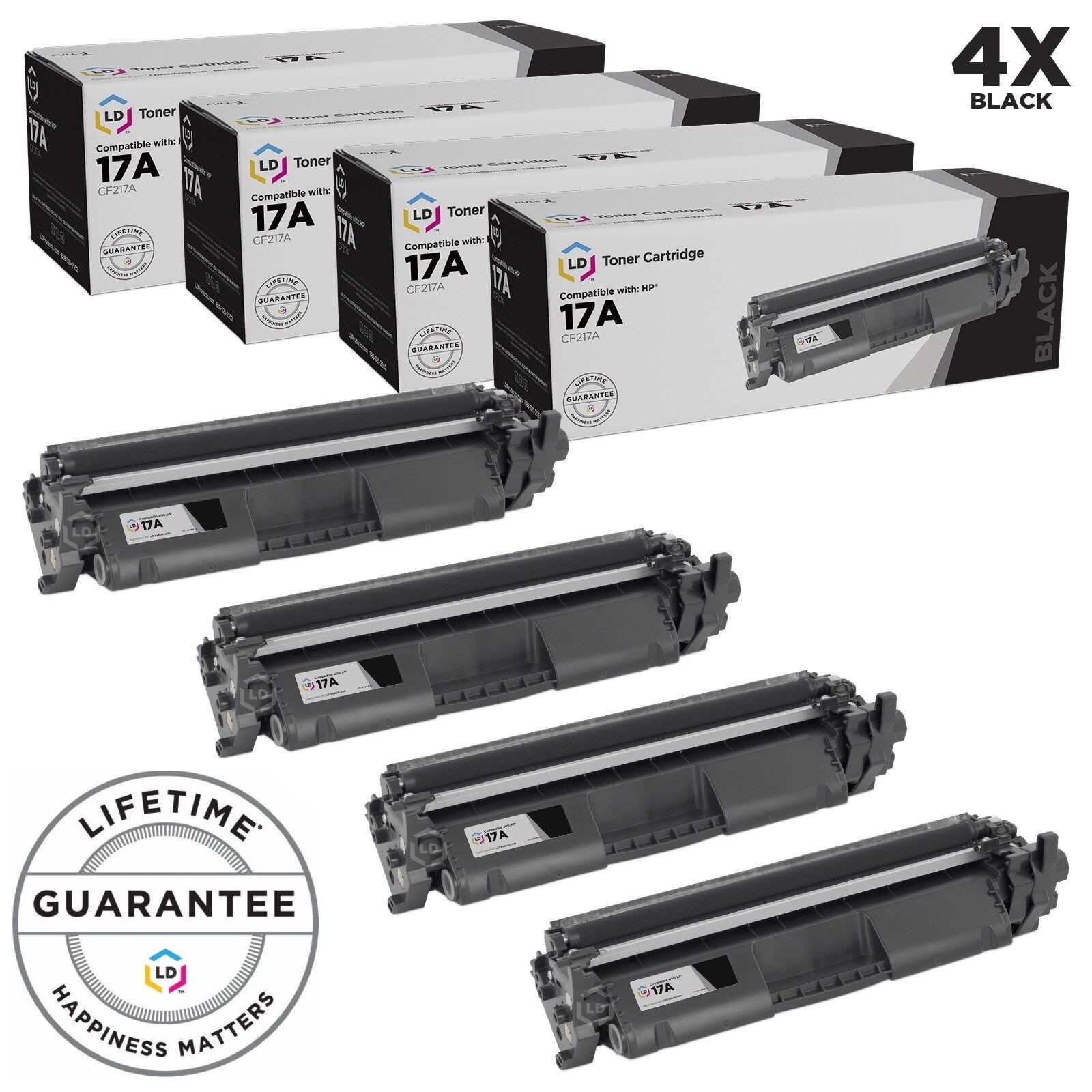 LD 4pk Comp Black Laser Toner Cartridge for HP 17A CF217A M102a M102 MFP 130a