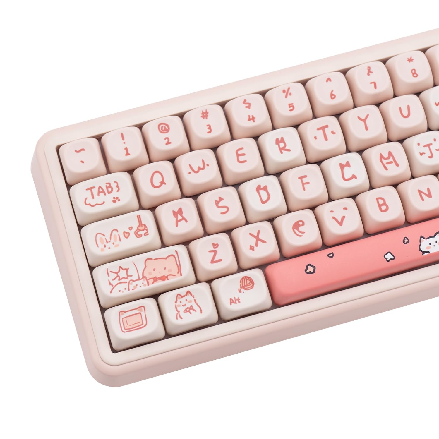 PBT Keycaps, 139 Keys Keycaps 75 Percent, Cute MOA Profile Key Cap Dye-Sublim...