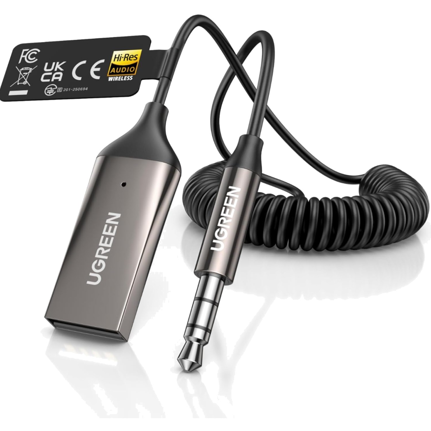 Aux to Bluetooth 6.0 Car Adapter with LDAC, 3.5mm Aux Adapter Built-in Microp...
