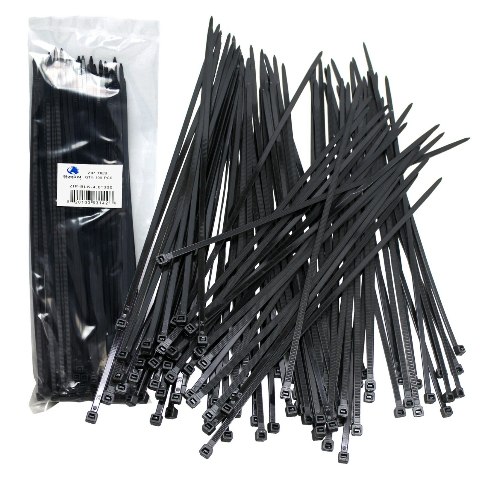 USA  ~ 100 BLACK Plastic Cable Cord Wire Zip Ties 11.8'' 52lb BRAND NEW