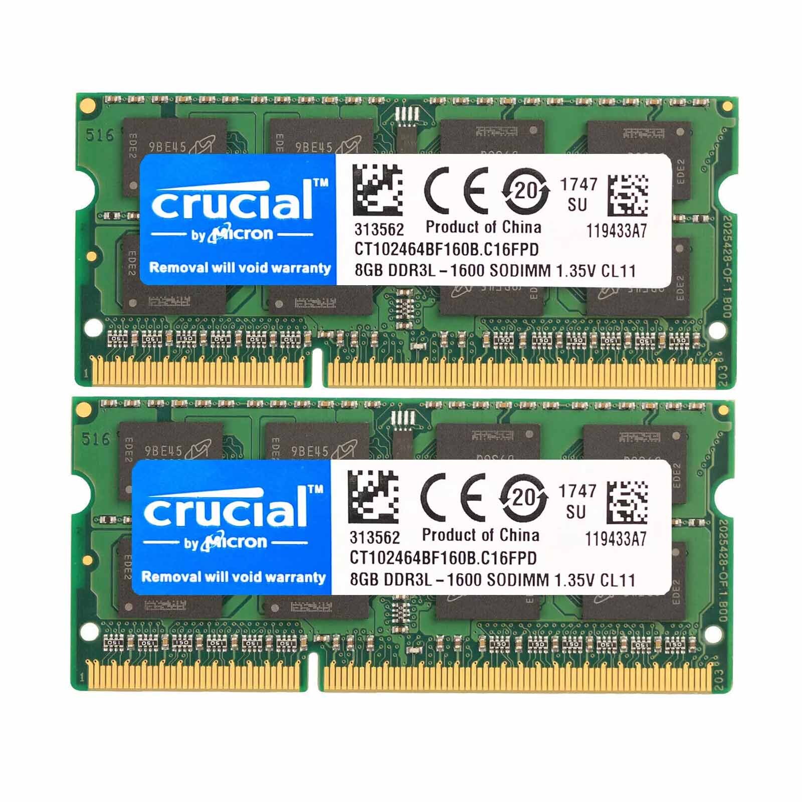 CRU 16GB(2*8GB)/32GB (4*8GB) DDR3L 1600MHz PC3L-12800 SO-DIMM Laptop Memory Lot