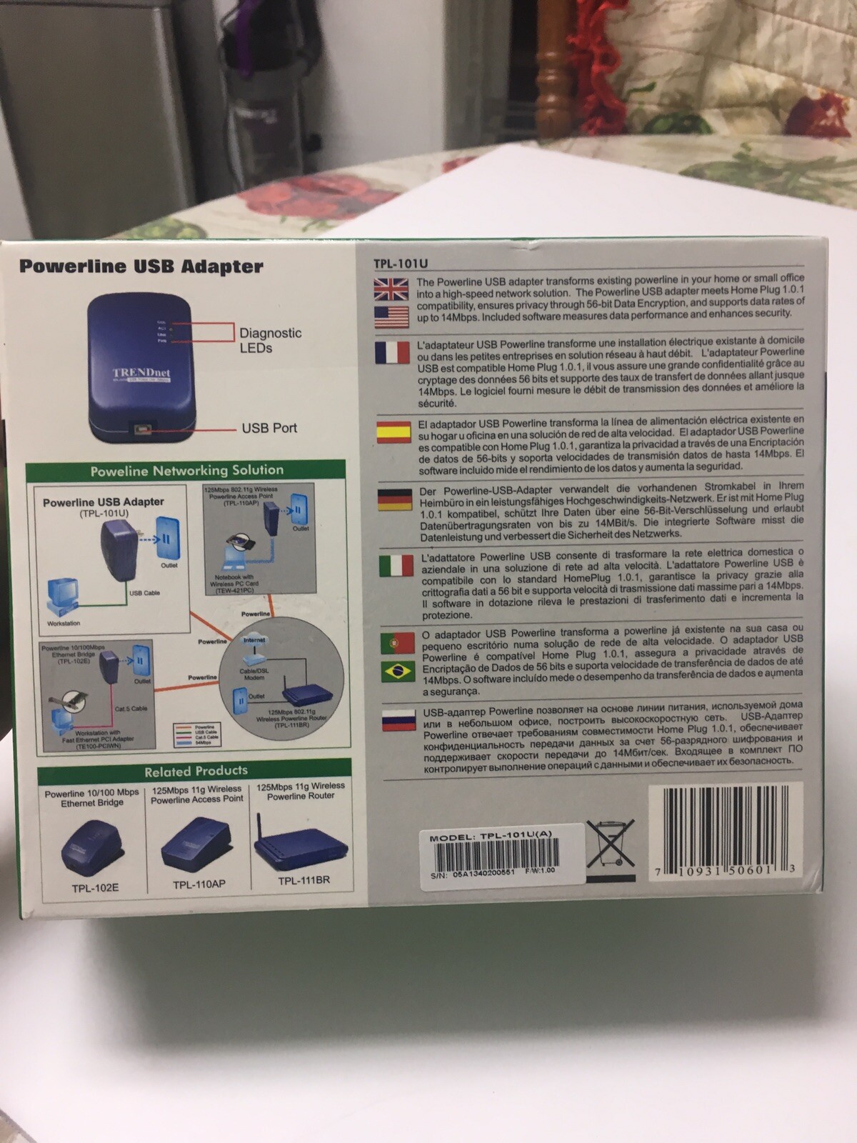 Trendnet TPL-101U Powerline USB Adapter - Blue - Networking -  NEW
