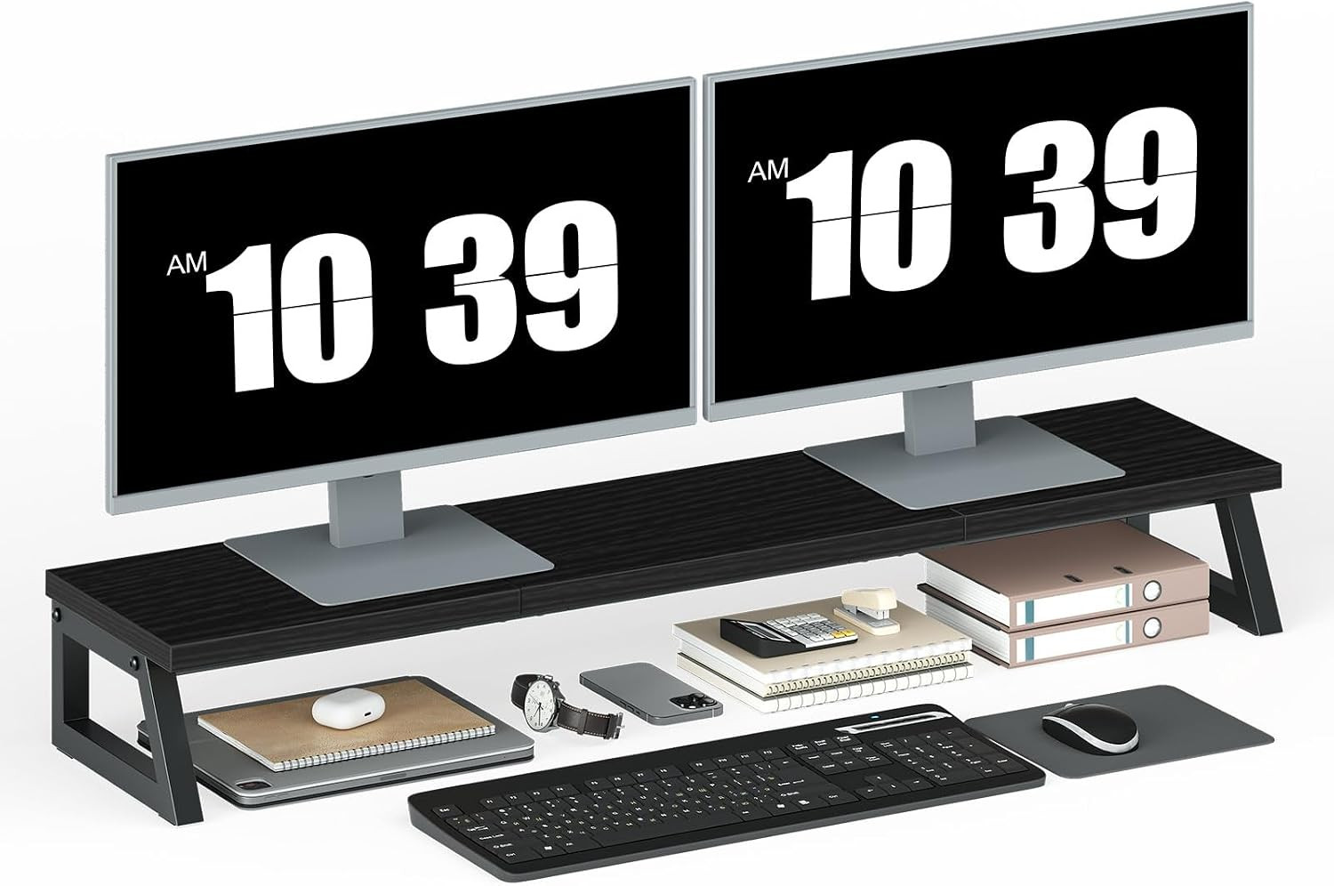 Dual Monitor Stand Riser, 39 Inch Large Computer Monitor Stand for 2 Monitors, C