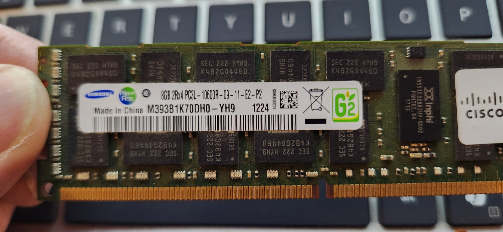 Samsung 16GB Kit (2x8GB) DDR3 ECC Reg Server RAM PC3L-10600R M393B1K70DH0-YH9 TE