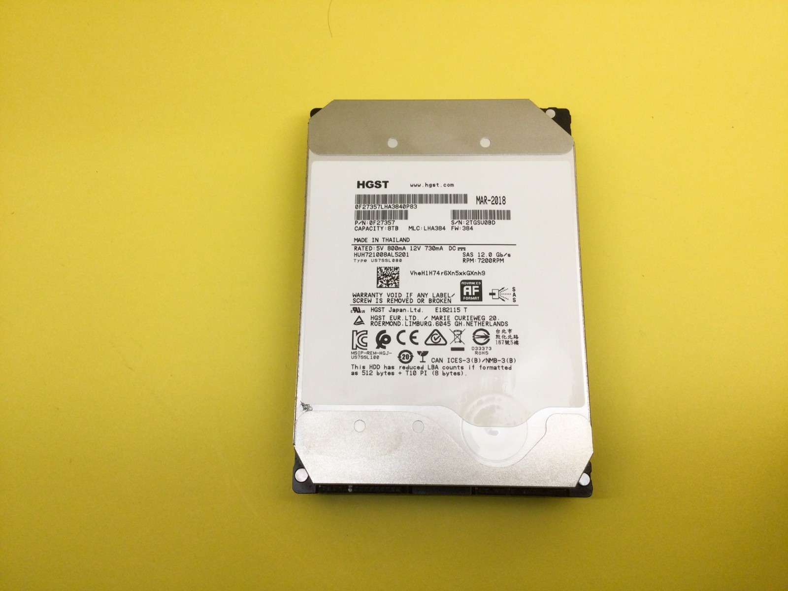 HGST 8TB 7.2K SAS 12Gb/s 3.5in HDD HUH721008AL5201